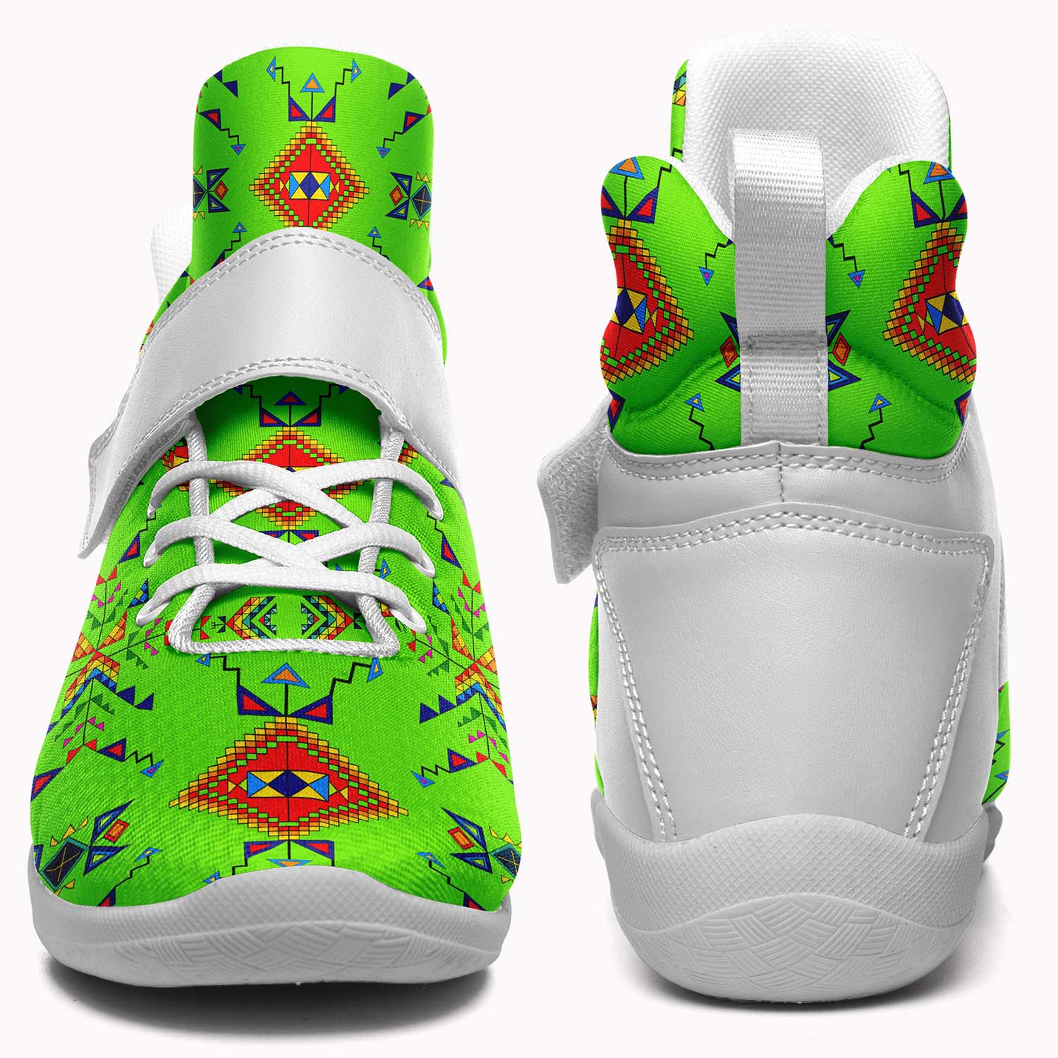Buffalo Jump Neon Green Ipottaa Basketball / Sport High Top Shoes - White Sole