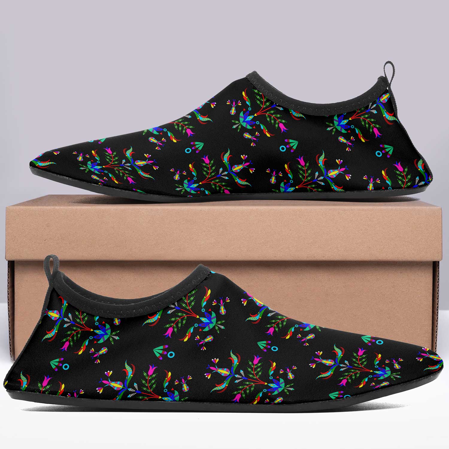 Dakota Damask Black Kid's Sockamoccs Slip On Shoes