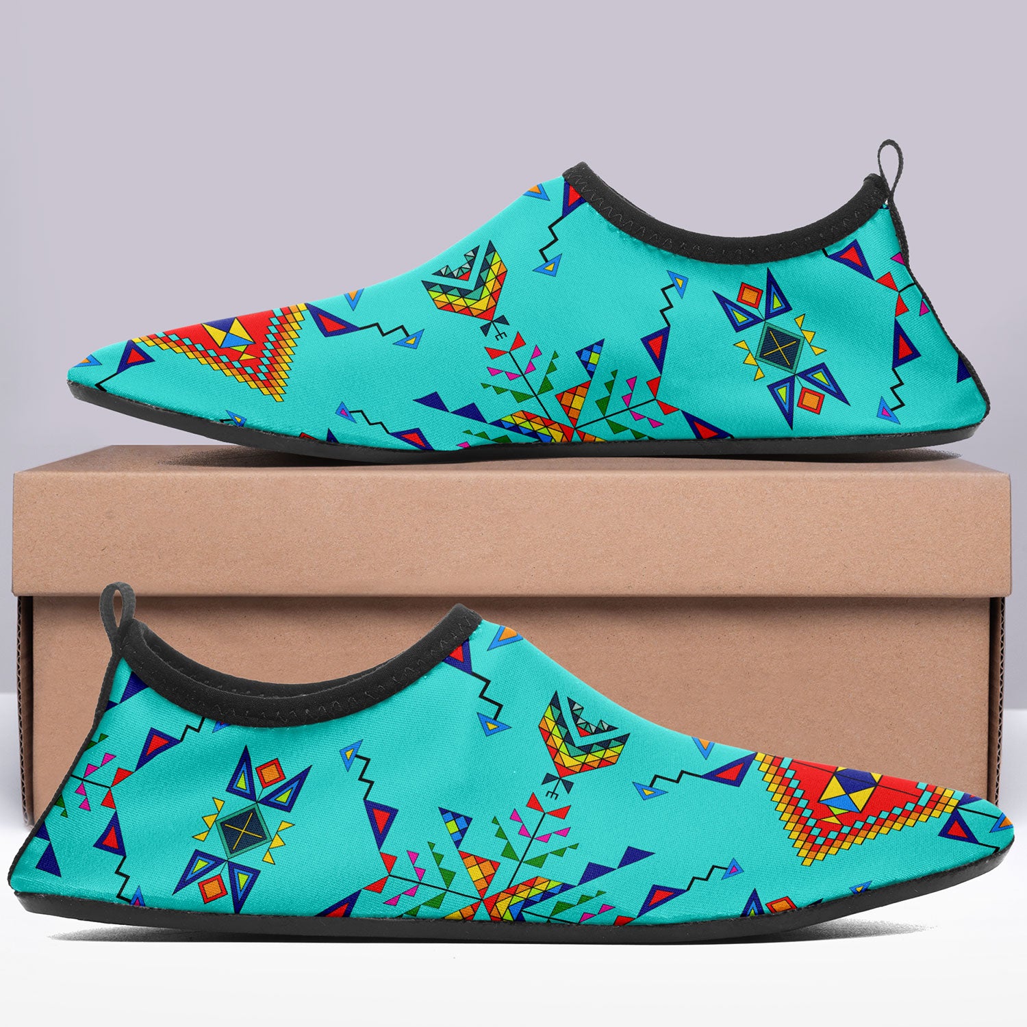 Buffalo Jump Turquoise Kid's Sockamoccs Slip On Shoes