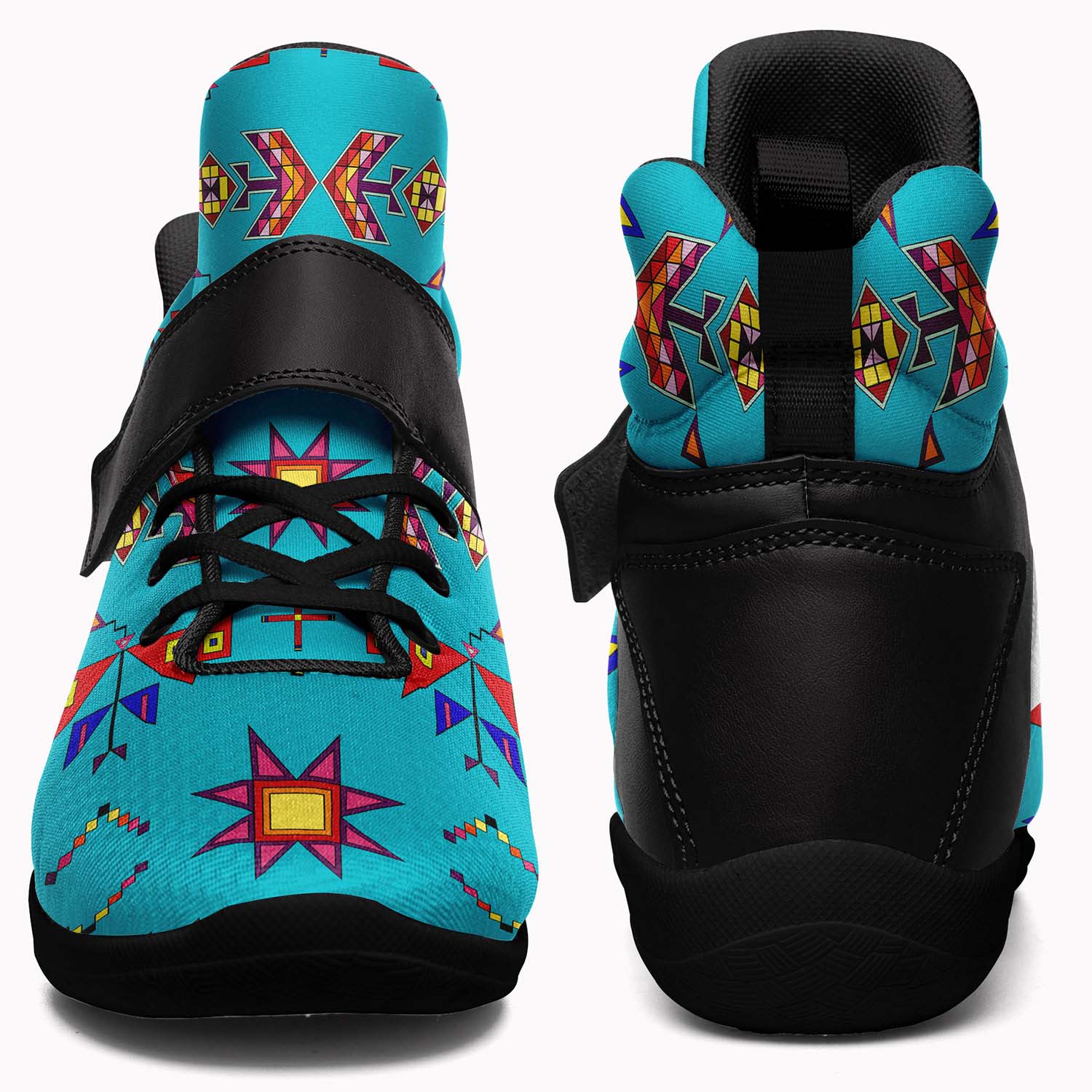 Scattered Generations Turquoise Ipottaa Basketball / Sport High Top Shoes - Black Sole