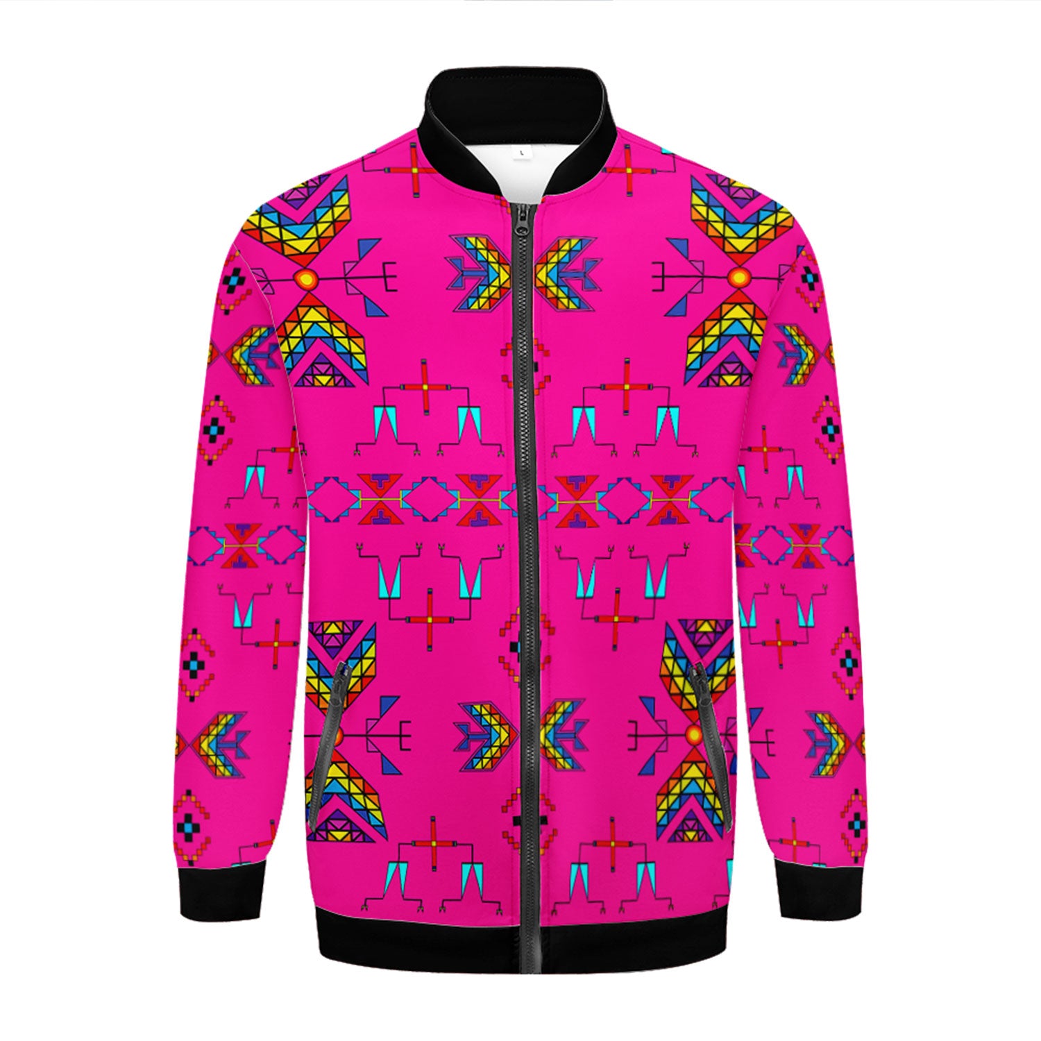 Rainy Chief Rainbow Hot Pink Zippered Collared Lightweight Jacket