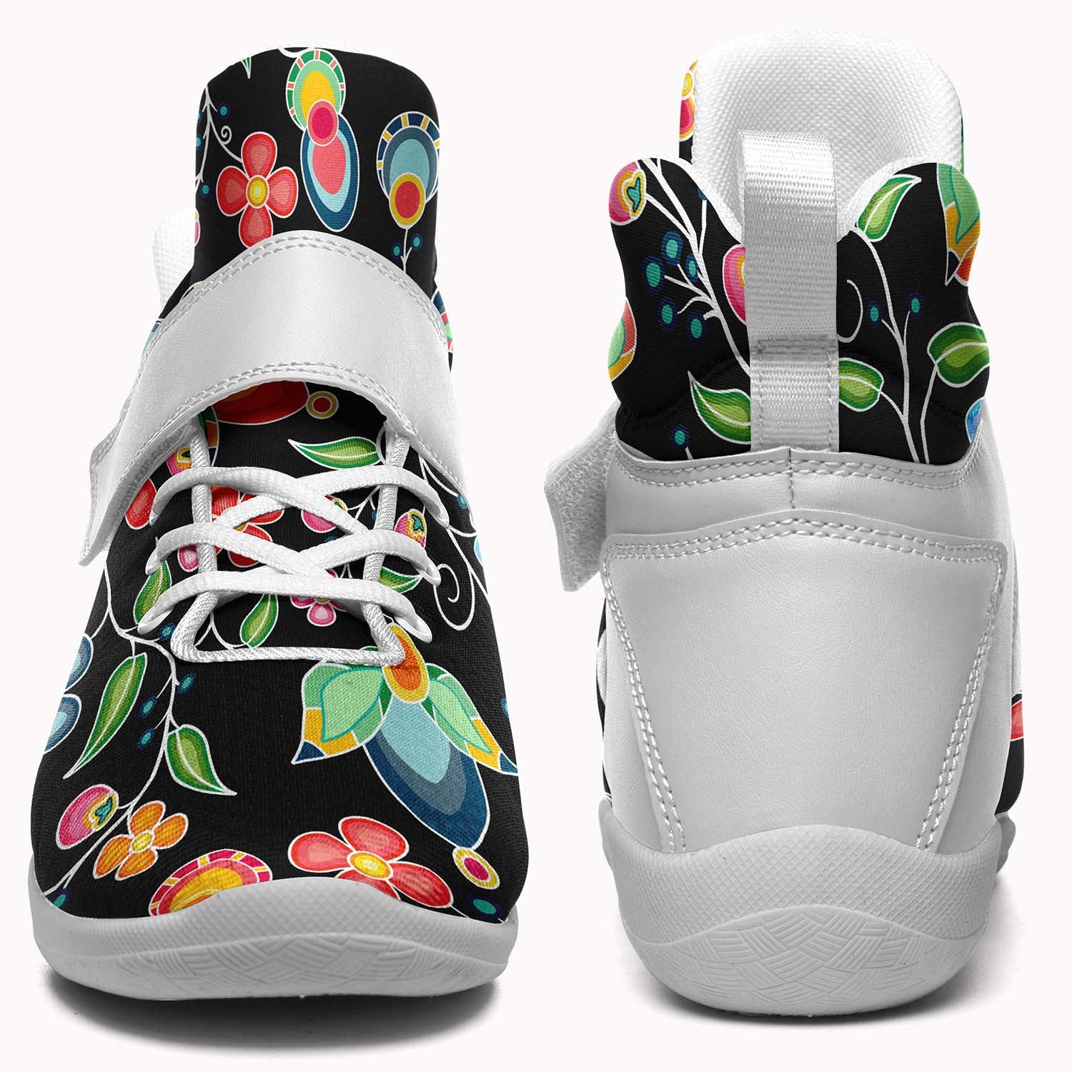Floral Bounty Black Ipottaa Basketball / Sport High Top Shoes - White Sole