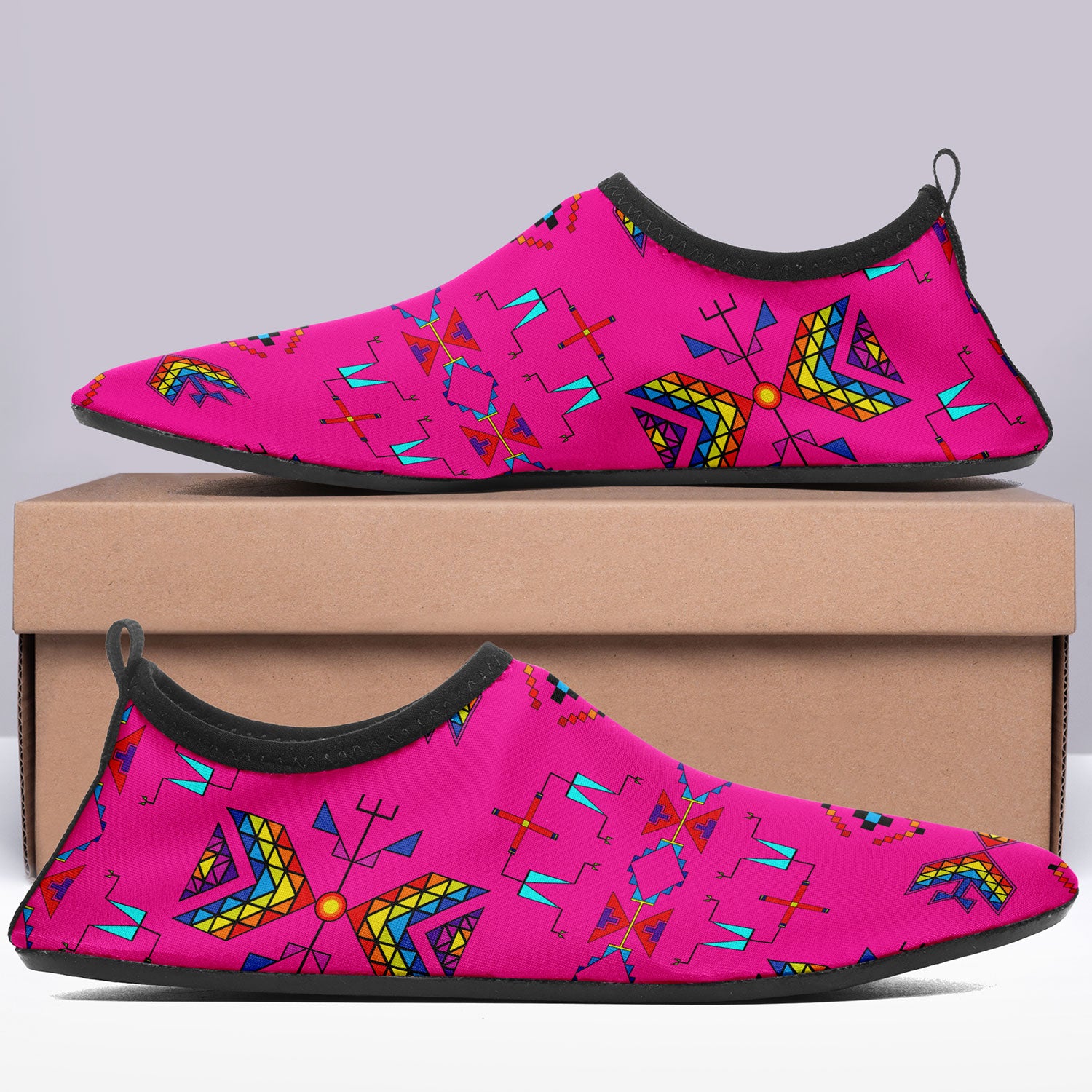 Rainy Chief Rainbow Hot Pink Kid's Sockamoccs Slip On Shoes