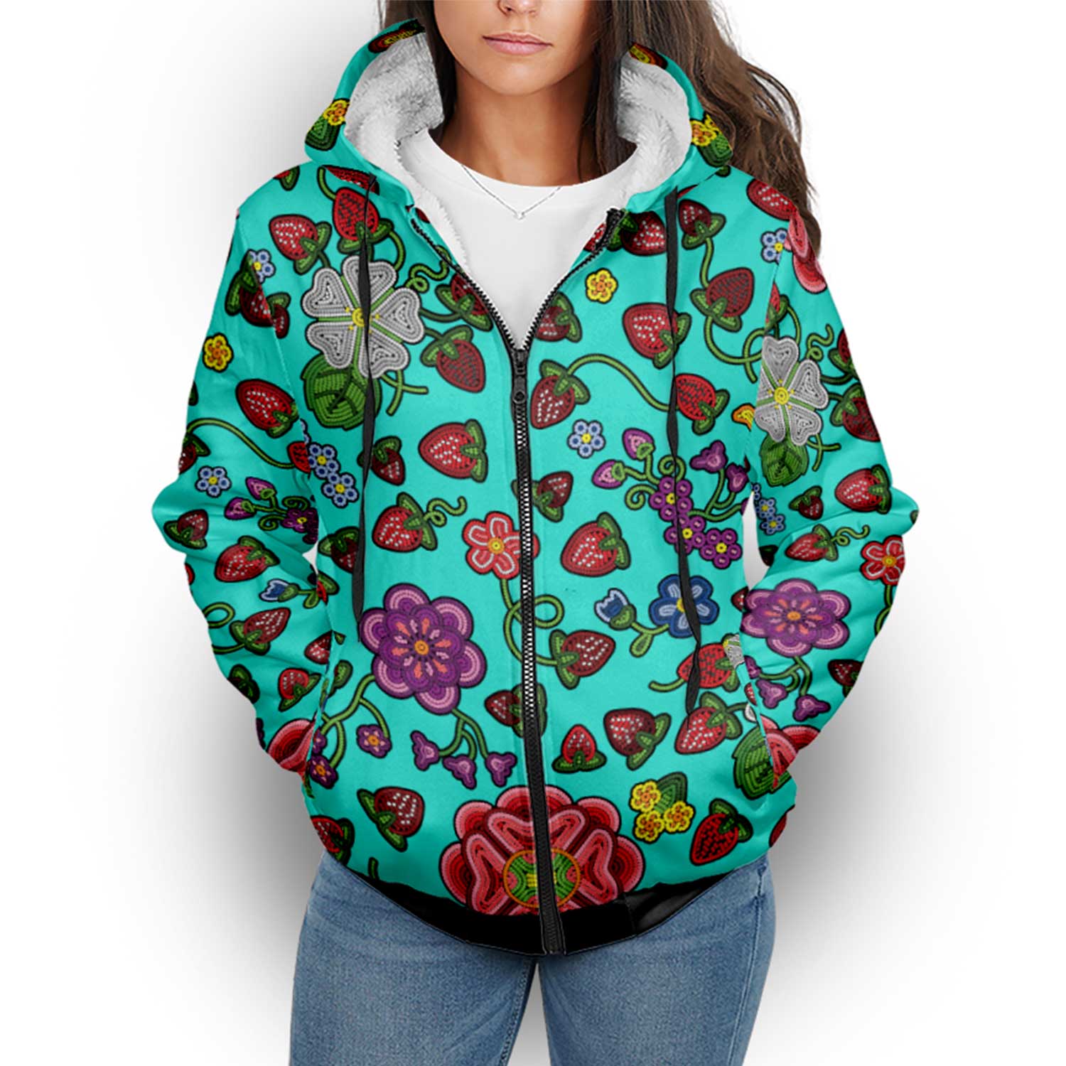 Berry Pop Turquoise Sherpa Hoodie