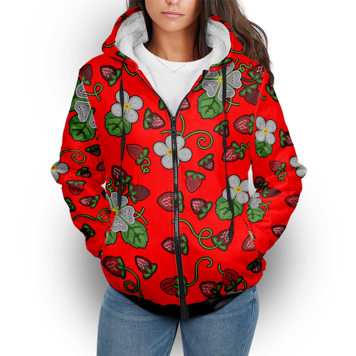 Strawberry Dreams Fire Sherpa Hoodie