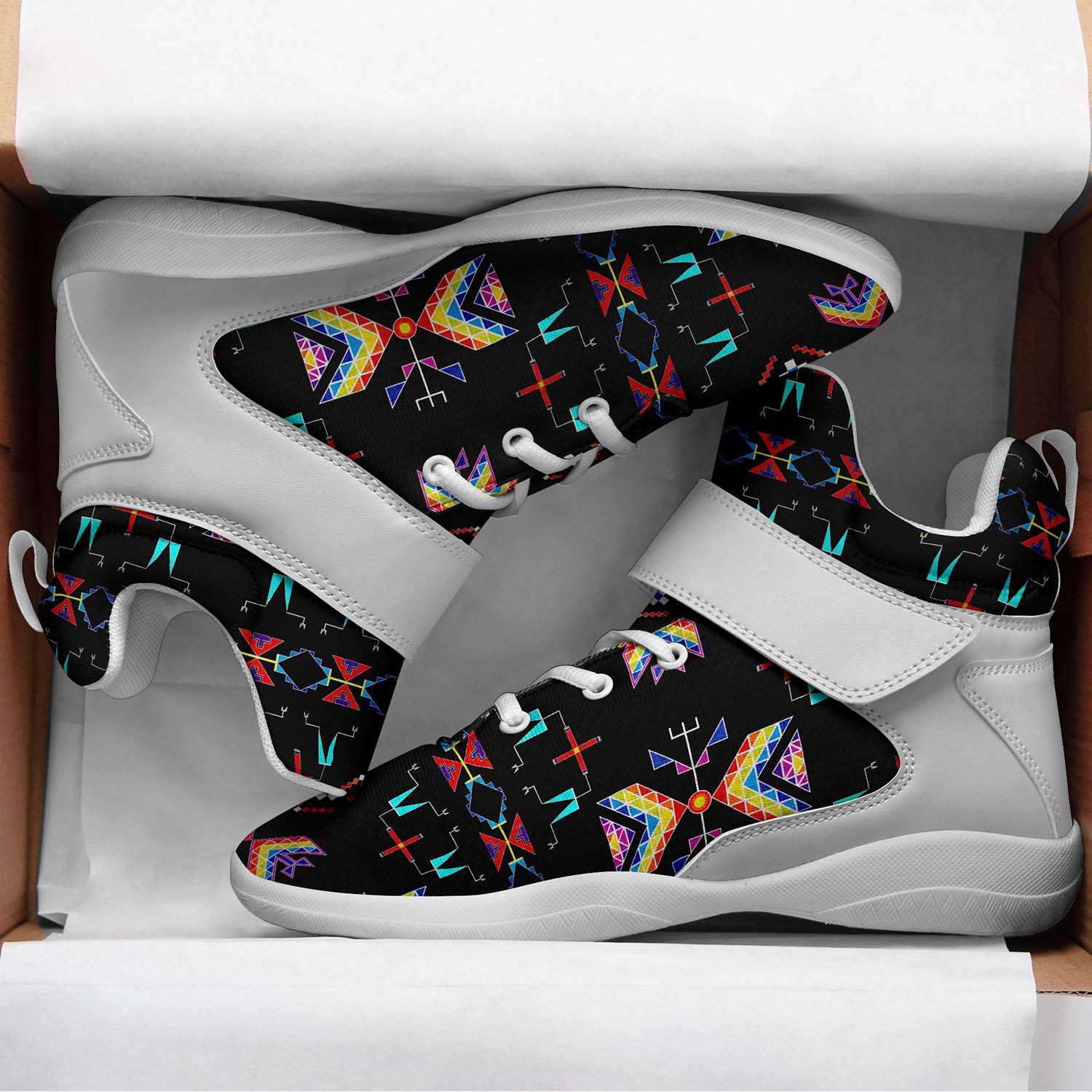 Rainy Chief Rainbow Black Ipottaa Basketball / Sport High Top Shoes - White Sole