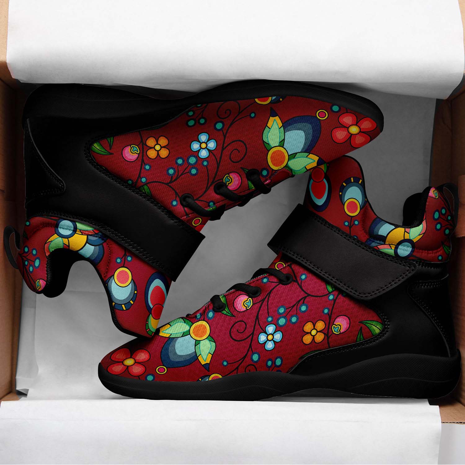 Floral Bounty Magenta Ipottaa Basketball / Sport High Top Shoes - Black Sole