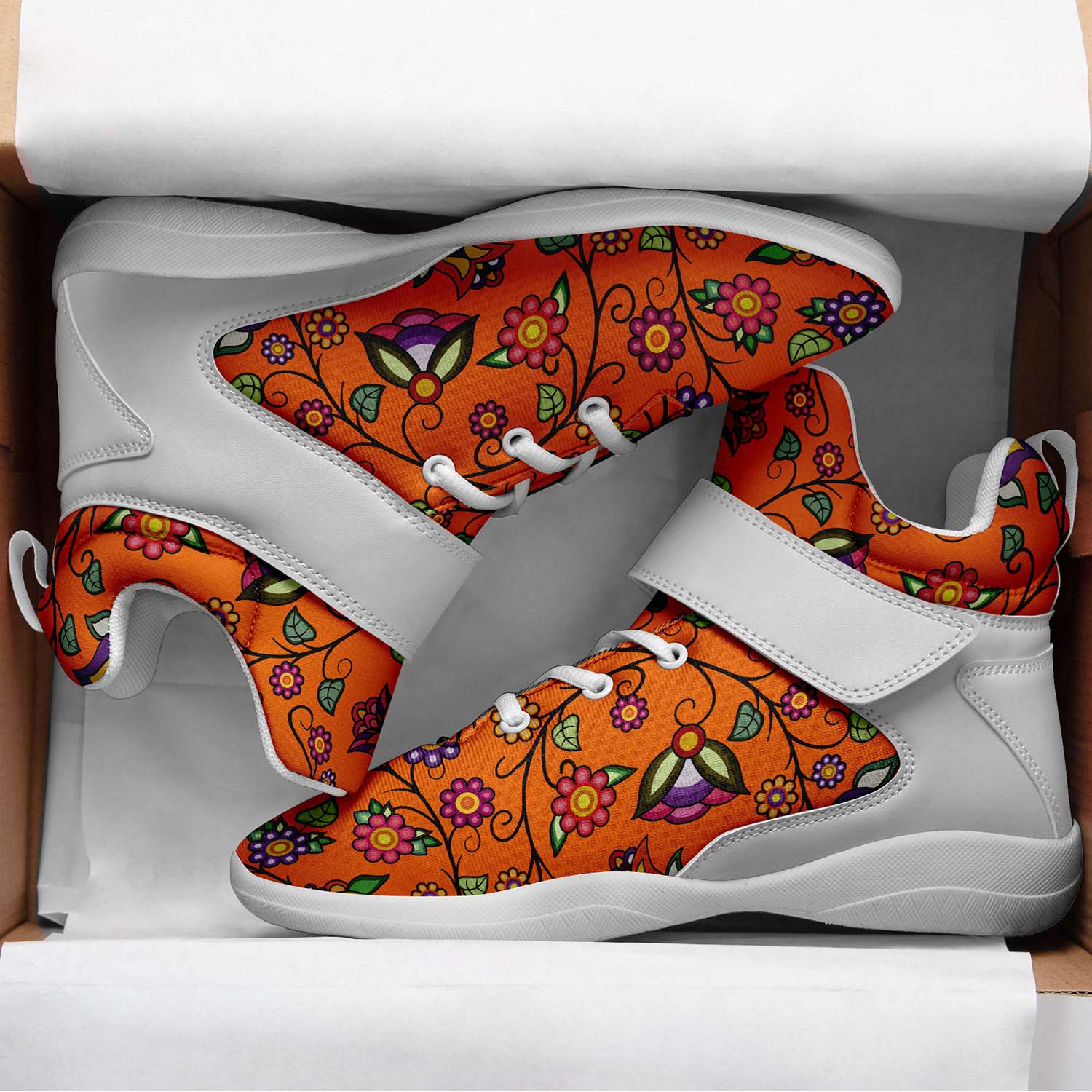 Heartbeat Petals ECM Orange Ipottaa Basketball / Sport High Top Shoes - White Sole