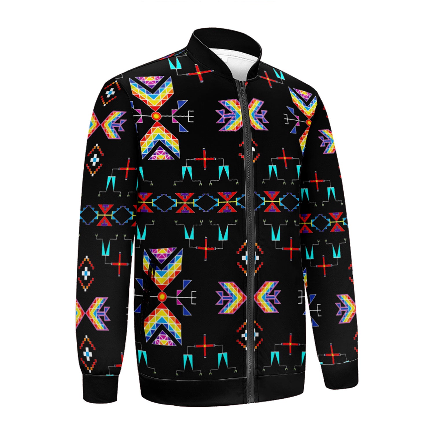 Rainy Chief Rainbow Black Zippered Collared Lightweight Jacket