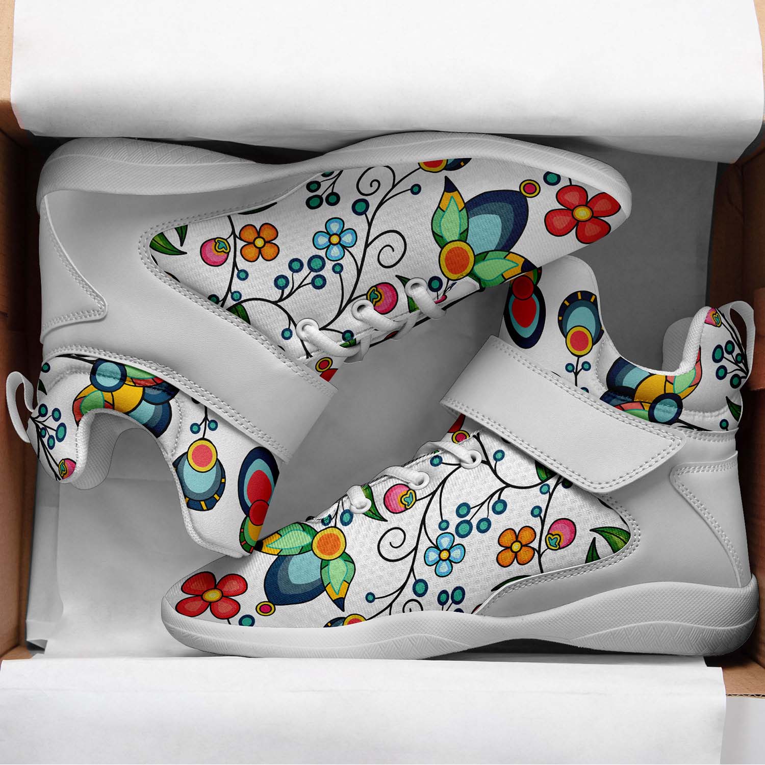 Floral Bounty White Ipottaa Basketball / Sport High Top Shoes - White Sole