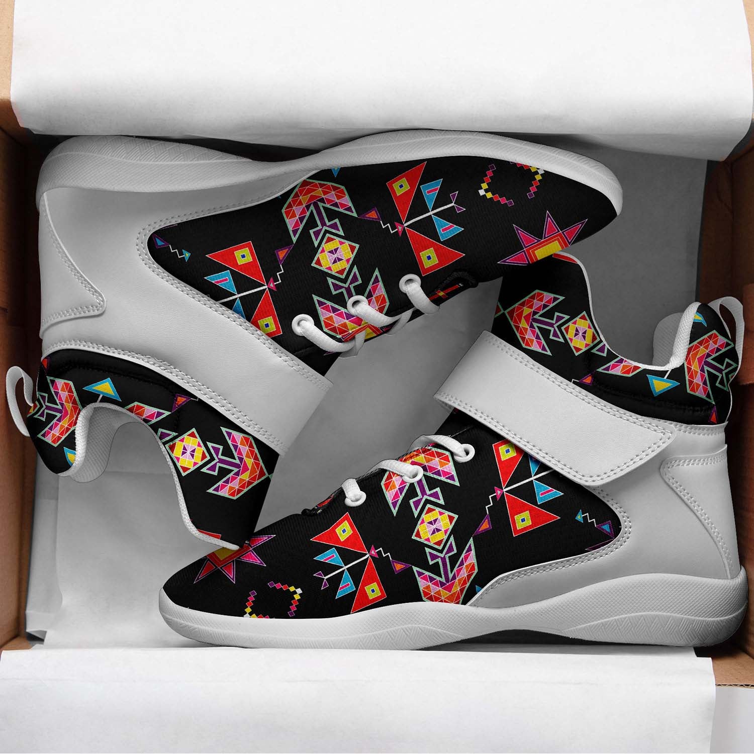 Scattered Generations Black Ipottaa Basketball / Sport High Top Shoes - White Sole