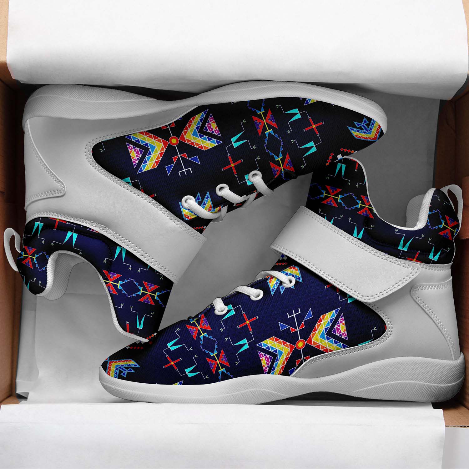 Rainy Chief Rainbow Night Lake Ipottaa Basketball / Sport High Top Shoes - White Sole