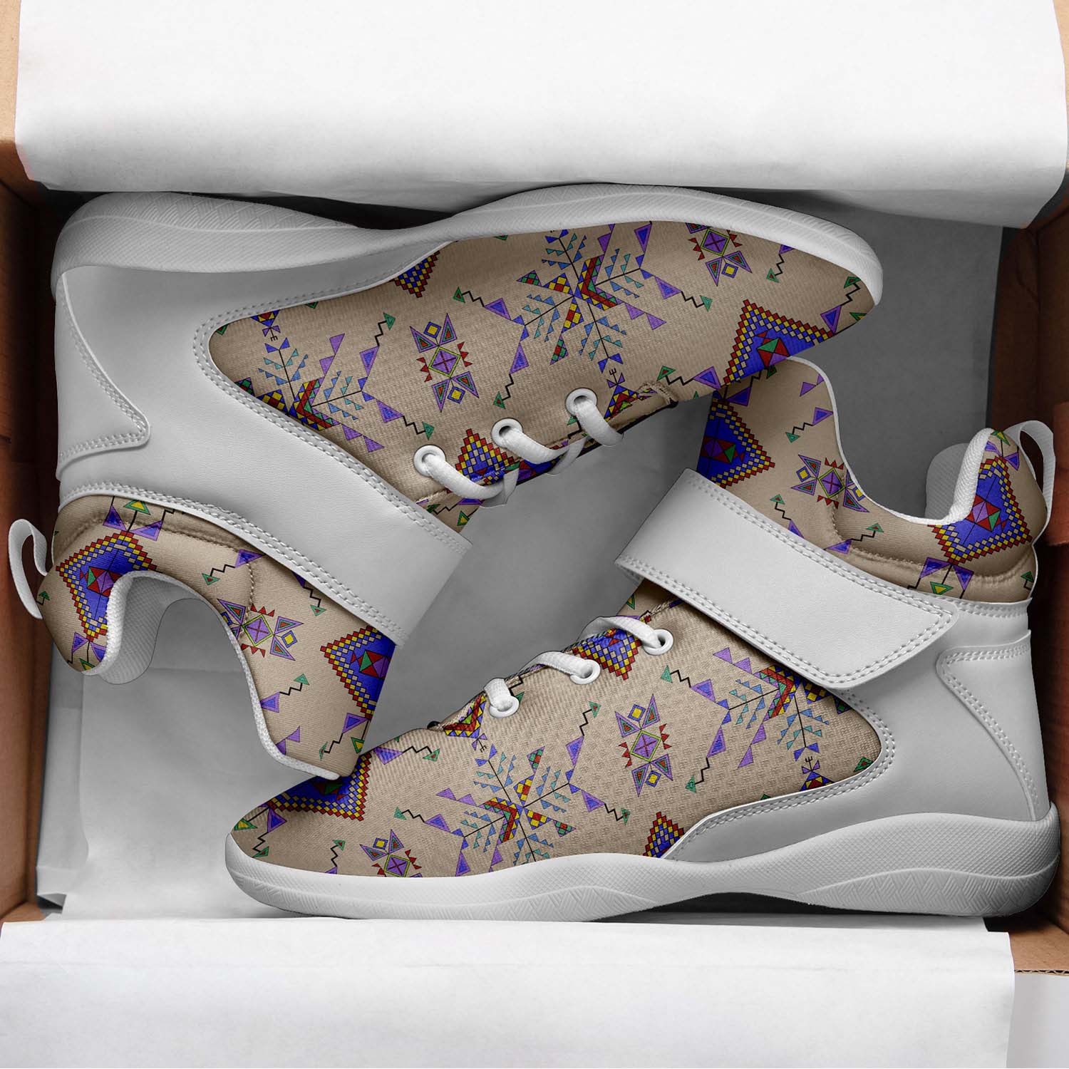 Buffalo Jump Hide Ipottaa Basketball / Sport High Top Shoes - White Sole