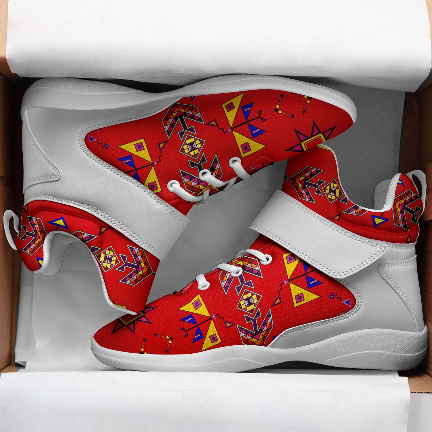 Scattered Generations Red Ipottaa Basketball / Sport High Top Shoes - White Sole