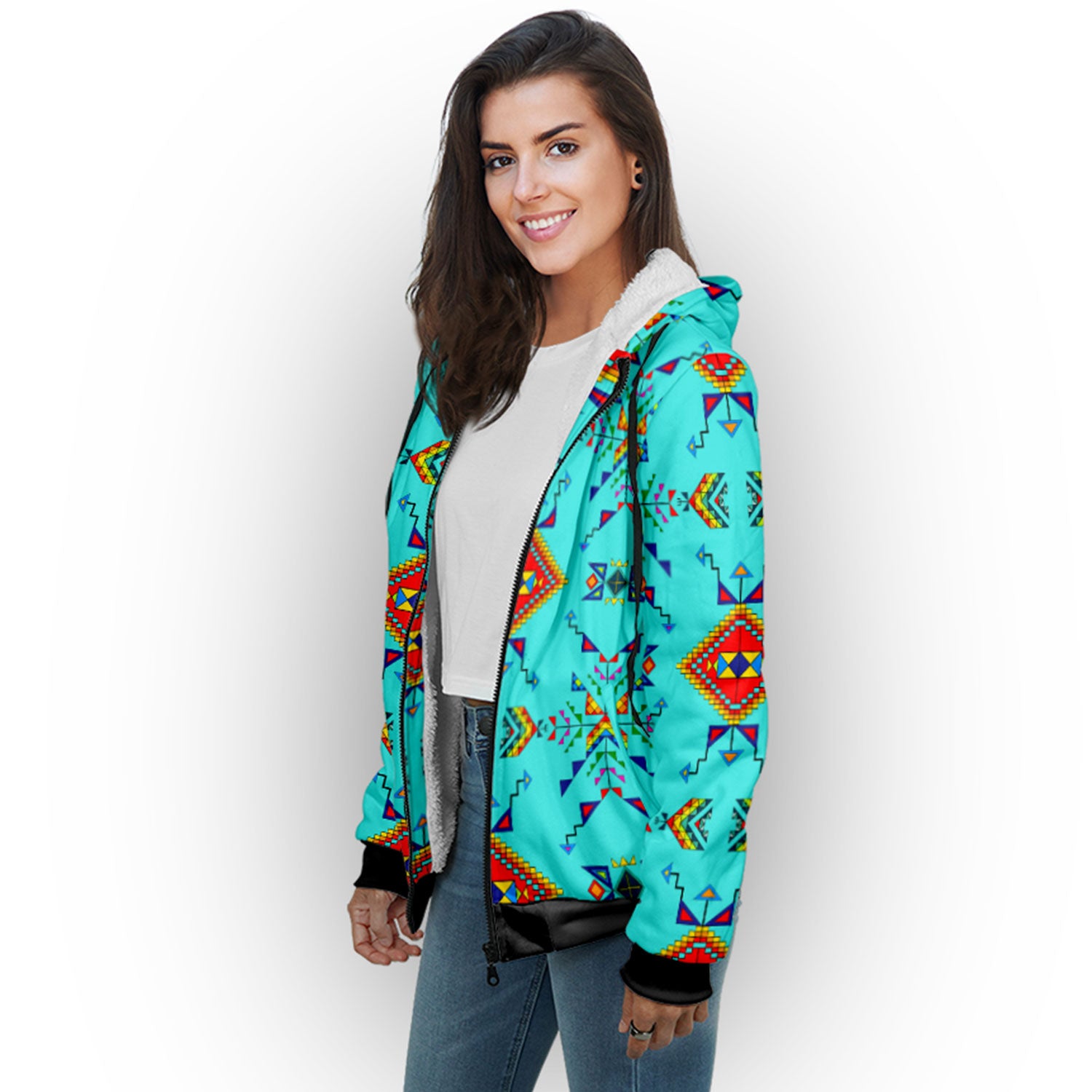 Buffalo Jump Turquoise Sherpa Hoodie