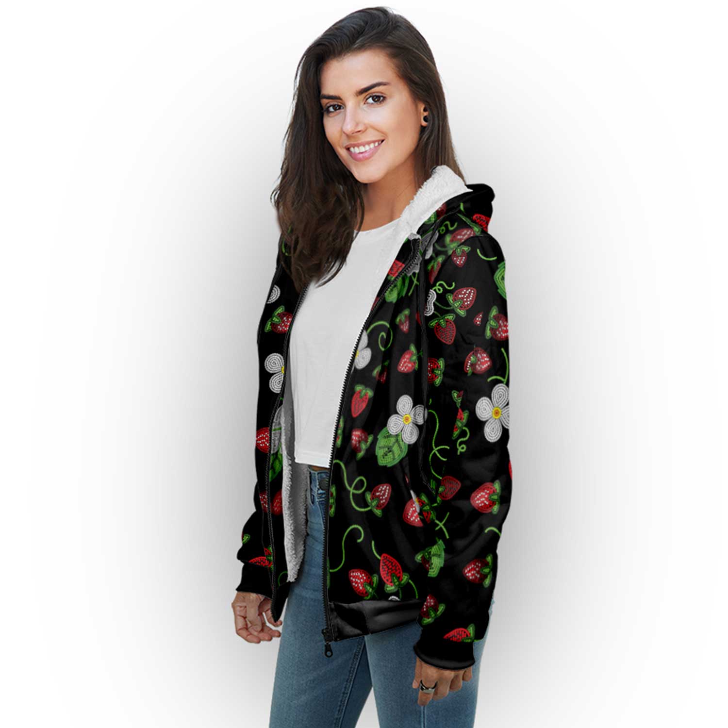 Strawberry Dreams Midnight Sherpa Hoodie