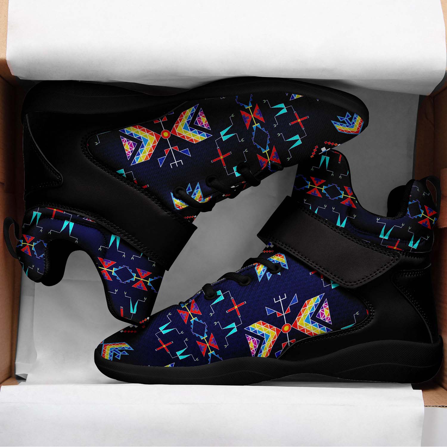 Rainy Chief Rainbow Night Lake Ipottaa Basketball / Sport High Top Shoes - Black Sole