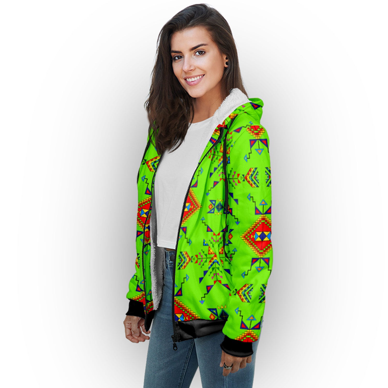 Buffalo Jump Neon Green Sherpa Hoodie