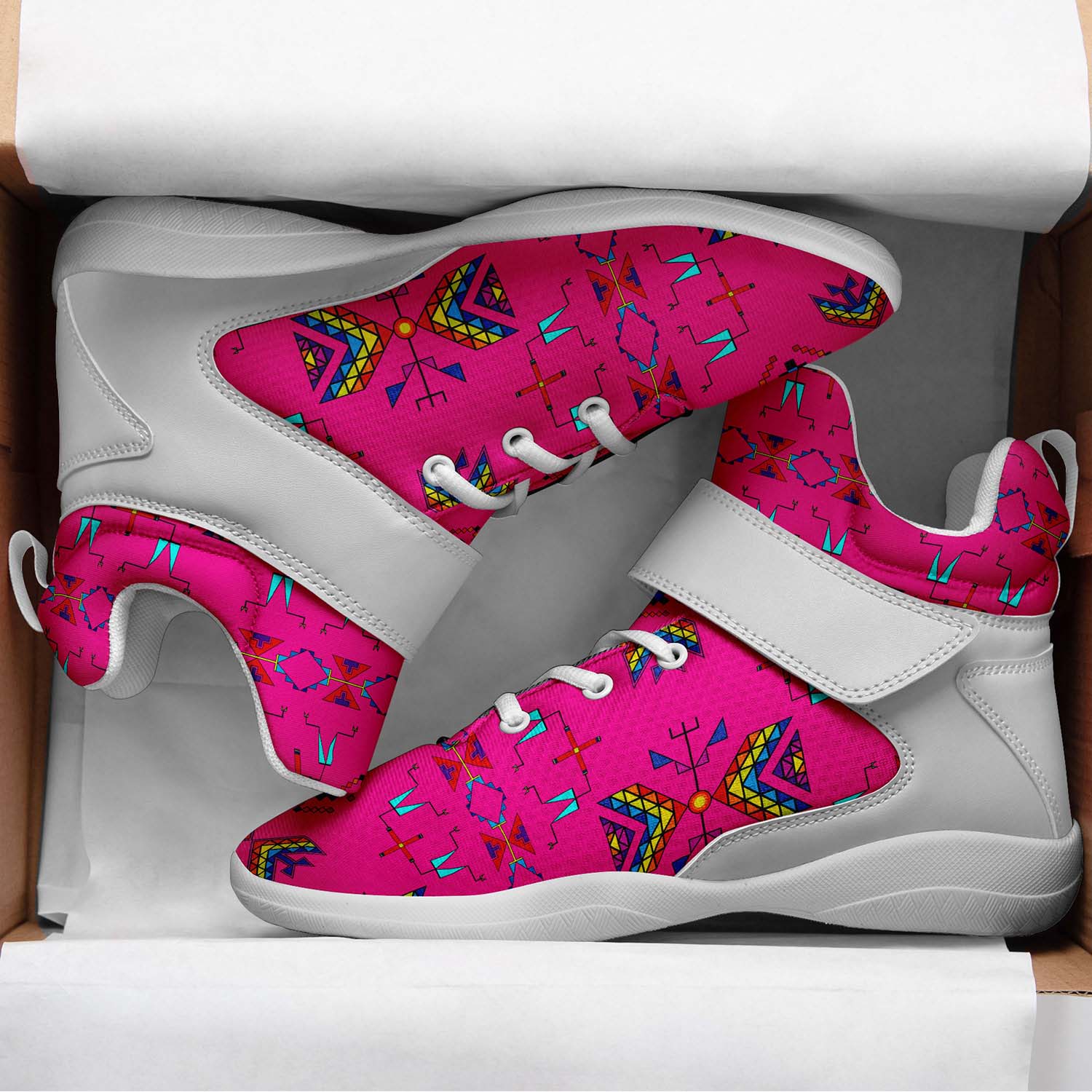 Rainy Chief Rainbow Hot Pink Ipottaa Basketball / Sport High Top Shoes - White Sole