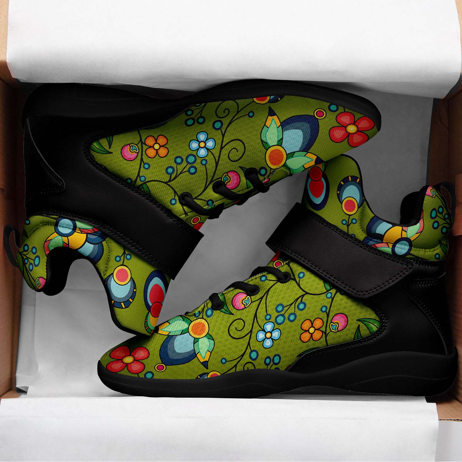 Floral Bounty Sweetgrass Ipottaa Basketball / Sport High Top Shoes - Black Sole