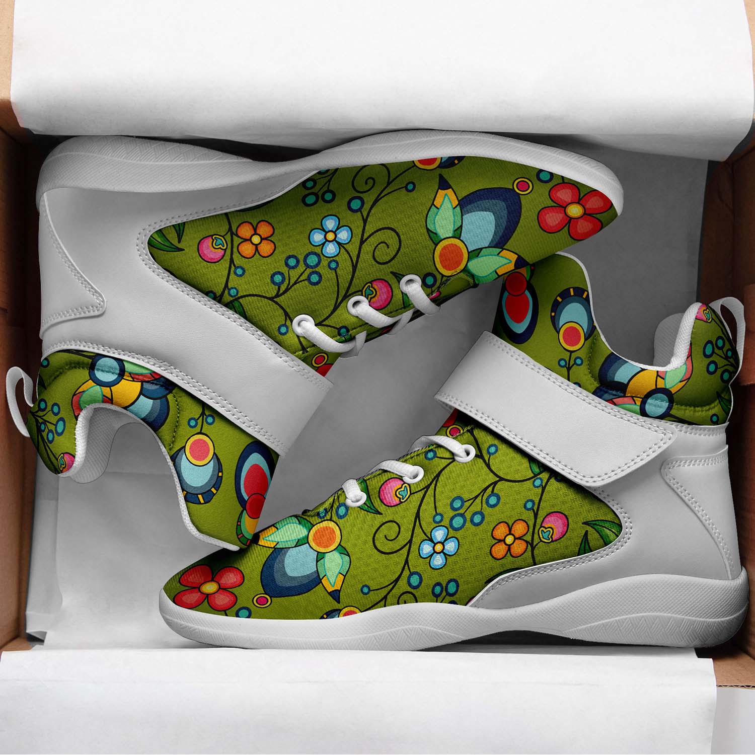 Floral Bounty Sweetgrass Ipottaa Basketball / Sport High Top Shoes - White Sole