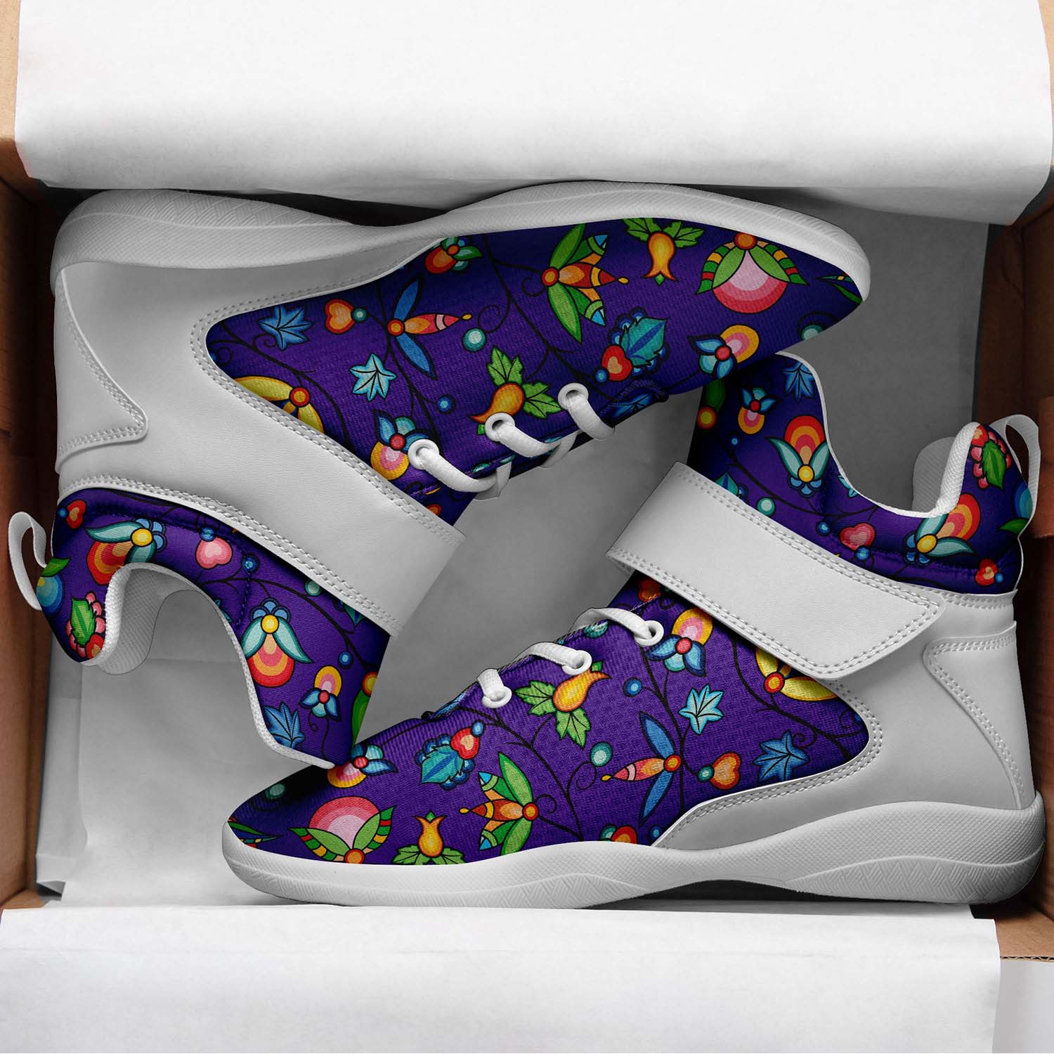 Prairie Plains Spirit Midnight Purple Ipottaa Basketball / Sport High Top Shoes - White Sole