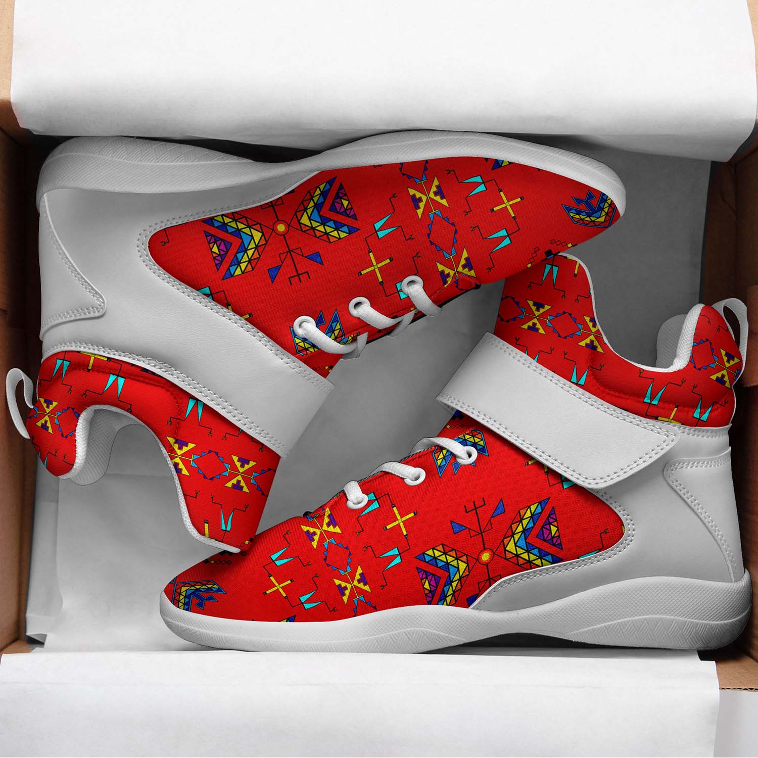 Rainy Chief Rainbow Red Ipottaa Basketball / Sport High Top Shoes - White Sole