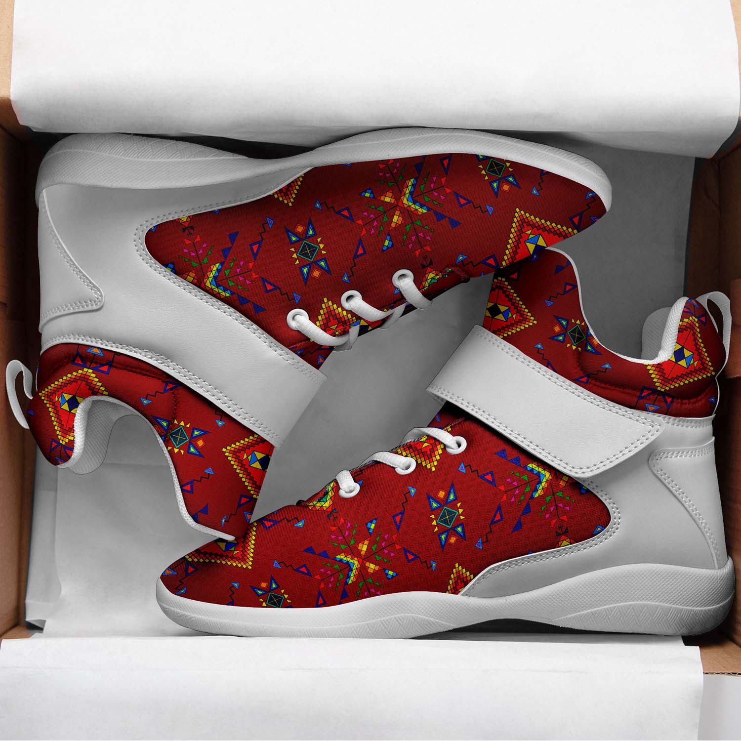 Buffalo Jump Red Ipottaa Basketball / Sport High Top Shoes - White Sole
