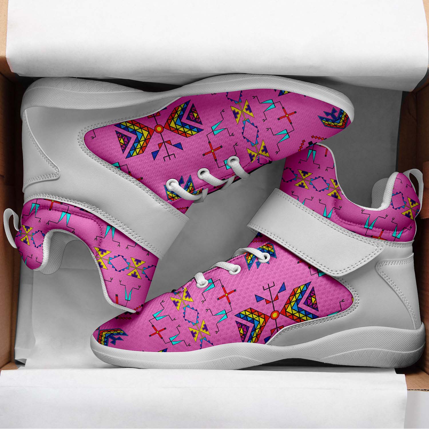Rainy Chief Rainbow Blush Ipottaa Basketball / Sport High Top Shoes - White Sole