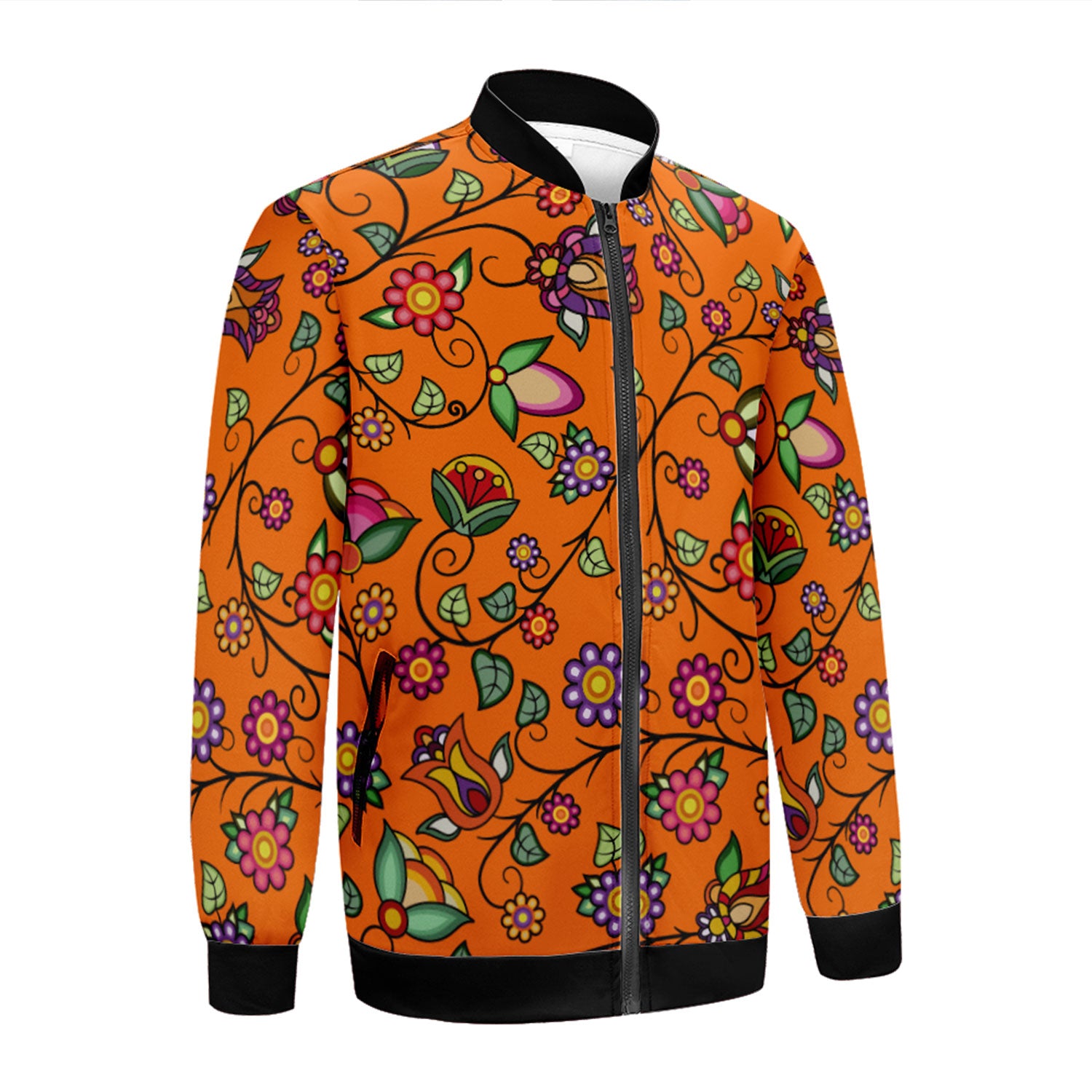 Heartbeat Petals ECM Orange Zippered Collared Lightweight Jacket