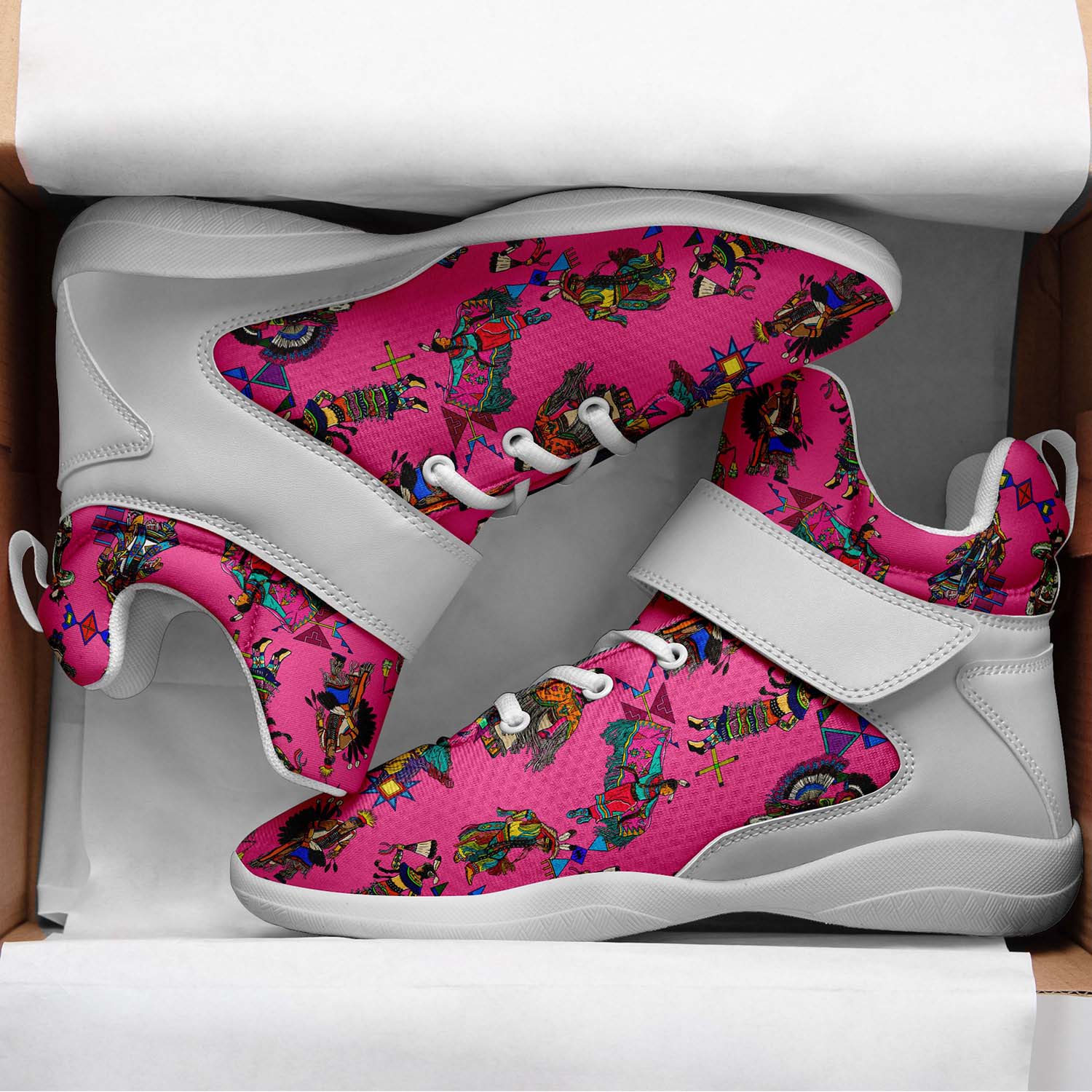 Grand Entry Dancer Pink Ipottaa Basketball / Sport High Top Shoes - White Sole