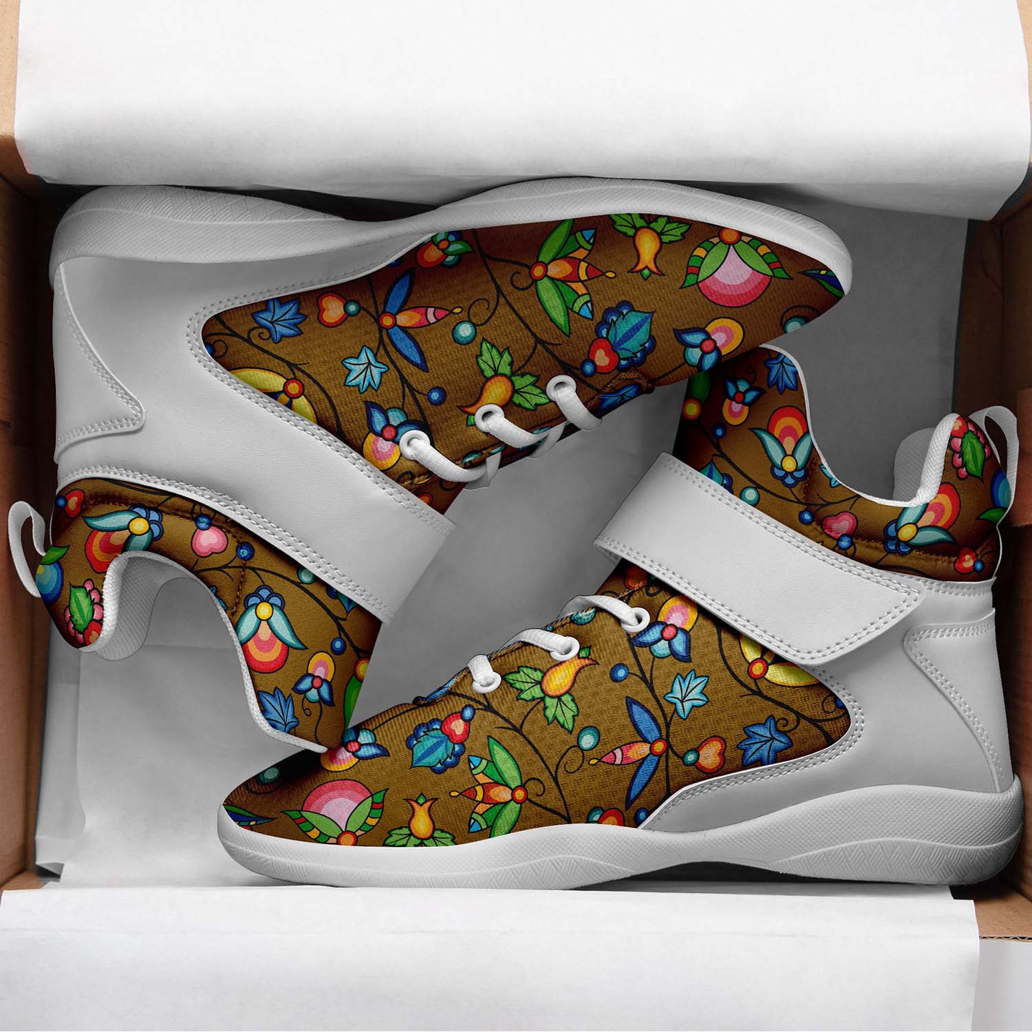 Prairie Plains Spirit Fall Leaves Ipottaa Basketball / Sport High Top Shoes - White Sole