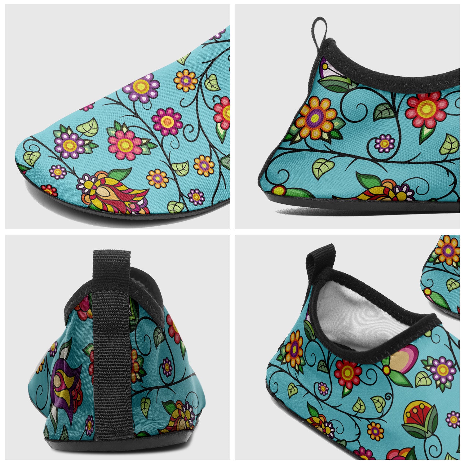 Heartbeat Petals Turquoise Kid's Sockamoccs Slip On Shoes