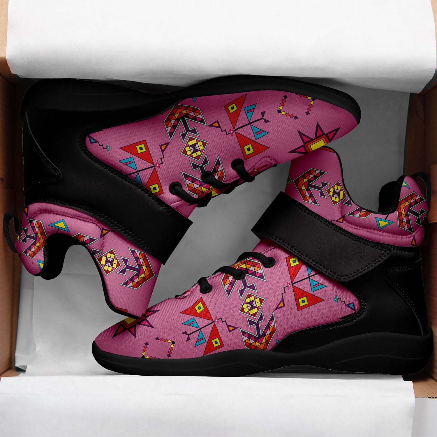 Scattered Generations Pink Ipottaa Basketball / Sport High Top Shoes - Black Sole