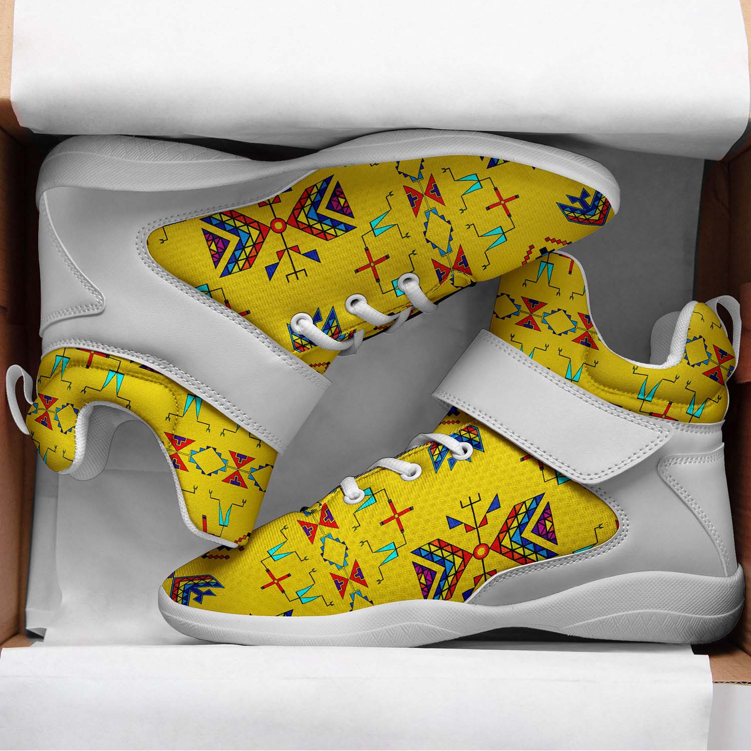 Rainy Chief Rainbow Yellow Ipottaa Basketball / Sport High Top Shoes - White Sole