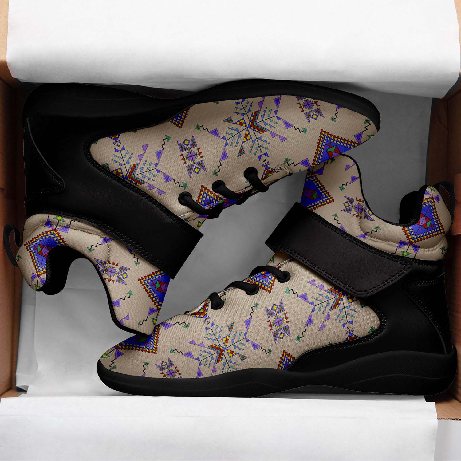 Buffalo Jump Hide Ipottaa Basketball / Sport High Top Shoes - Black Sole