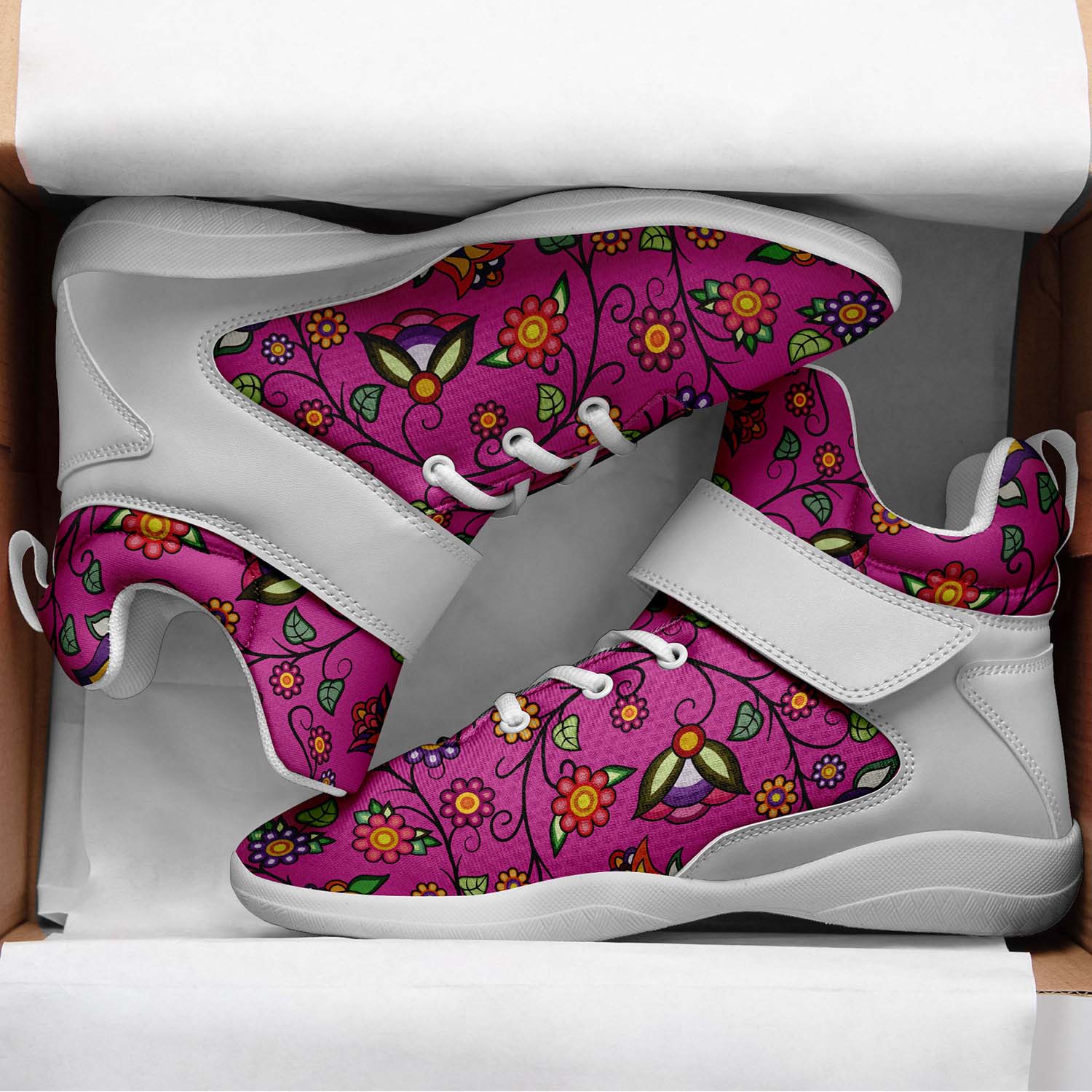Heartbeat Petals Pink Ipottaa Basketball / Sport High Top Shoes - White Sole