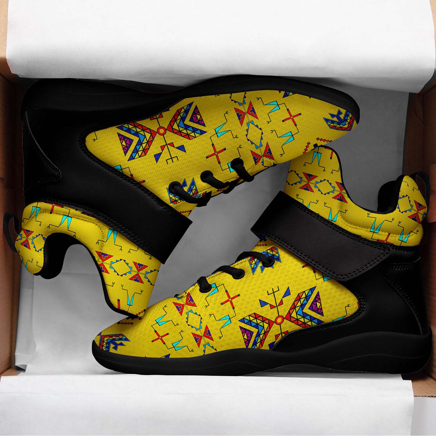 Rainy Chief Rainbow Yellow Ipottaa Basketball / Sport High Top Shoes - Black Sole