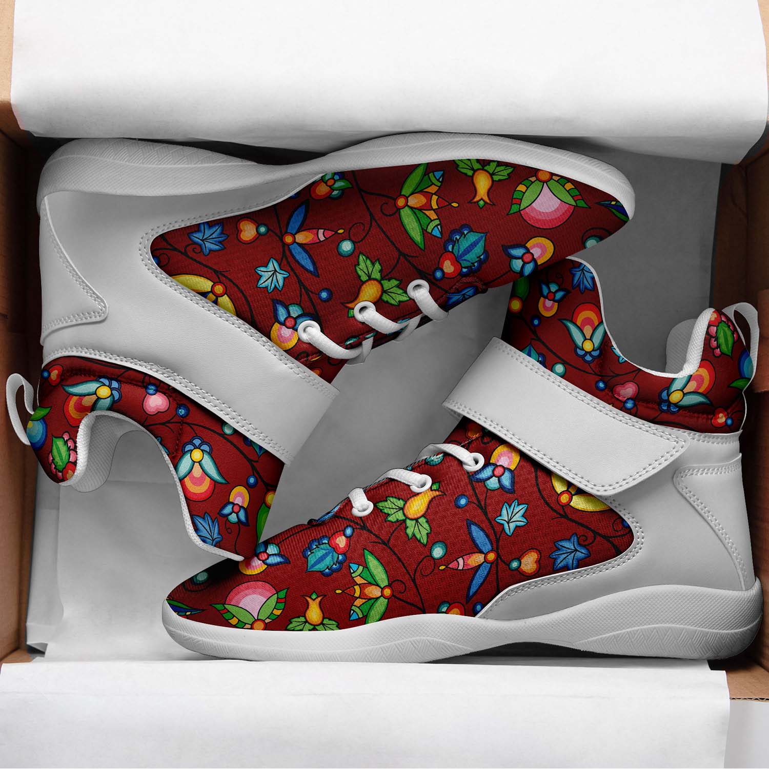 Prairie Plains Spirit Red Ipottaa Basketball / Sport High Top Shoes - White Sole
