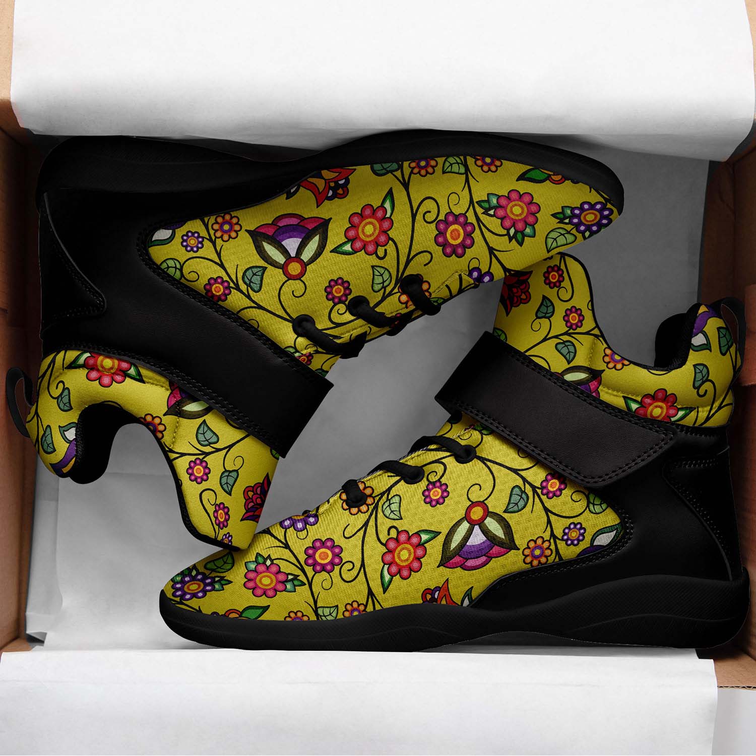 Heartbeat Petals Yellow Ipottaa Basketball / Sport High Top Shoes - Black Sole
