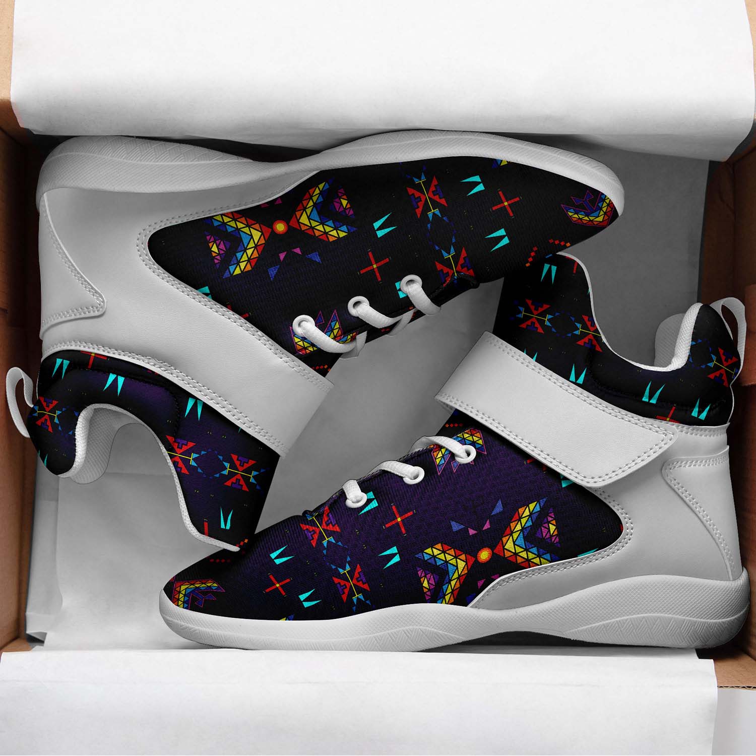 Rainy Chief Rainbow Dark Purple Ipottaa Basketball / Sport High Top Shoes - White Sole