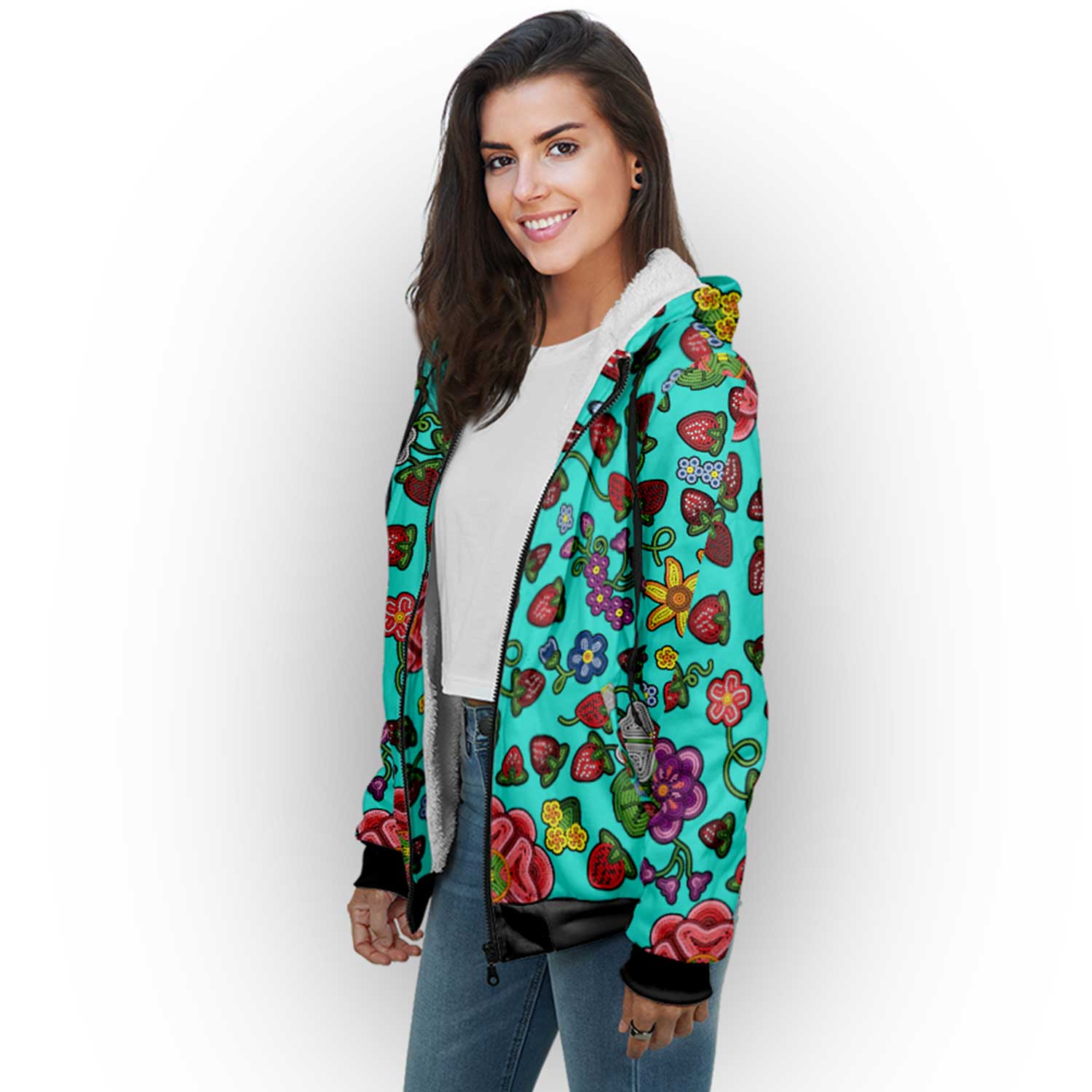 Berry Pop Turquoise Sherpa Hoodie