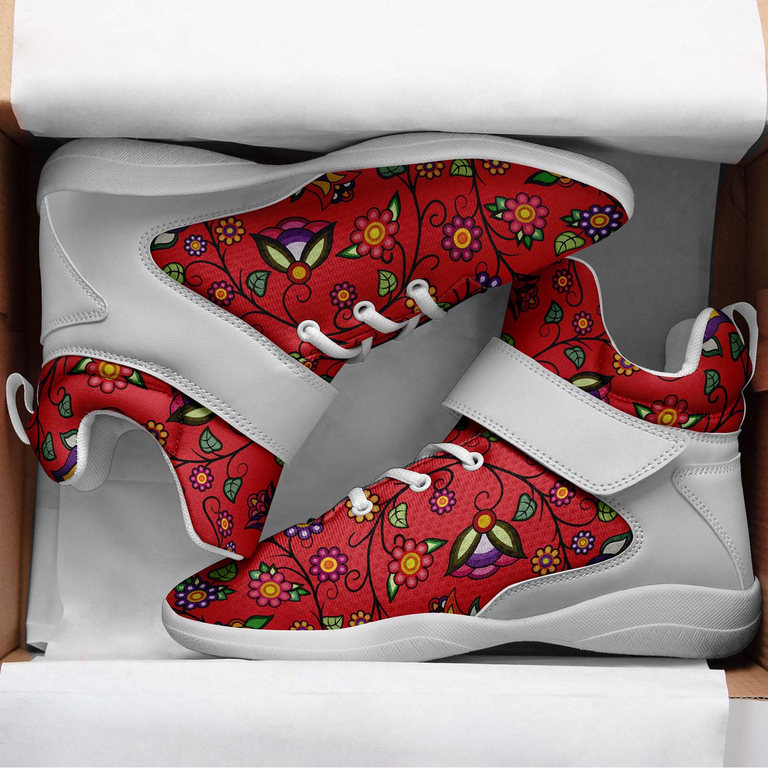 Heartbeat Petals Red Ipottaa Basketball / Sport High Top Shoes - White Sole