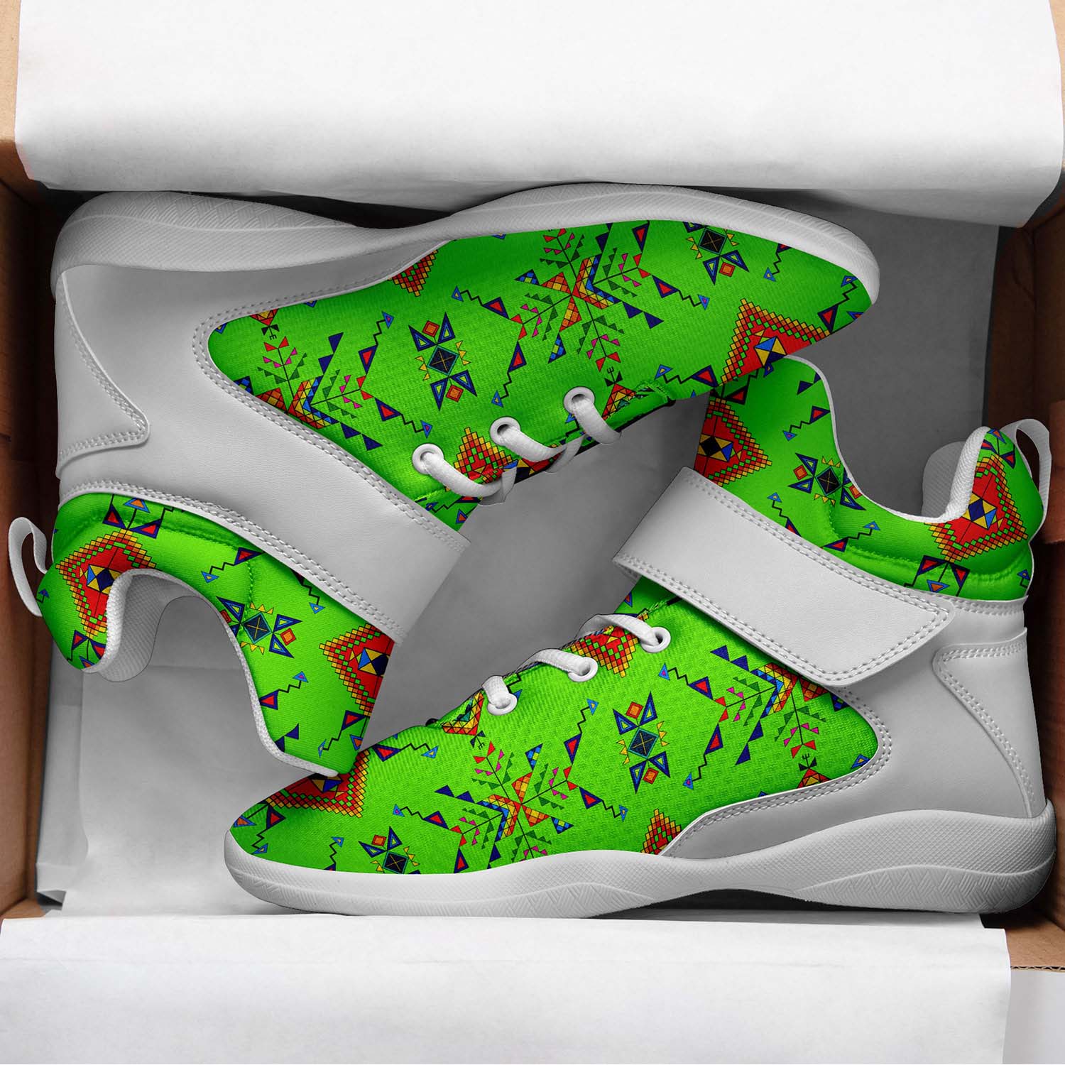 Buffalo Jump Neon Green Ipottaa Basketball / Sport High Top Shoes - White Sole