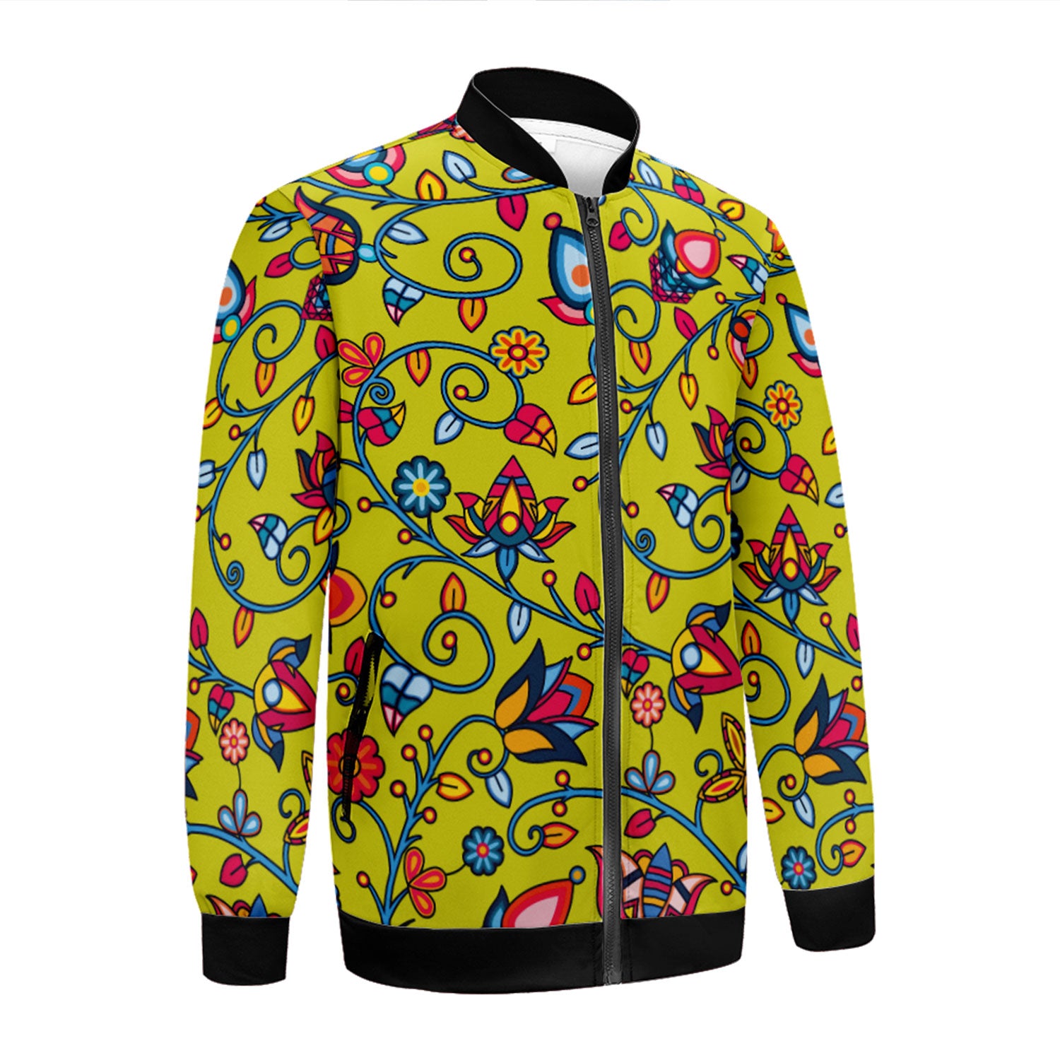 Thorny Path Yellow Zippered Collared Lightweight Jacket