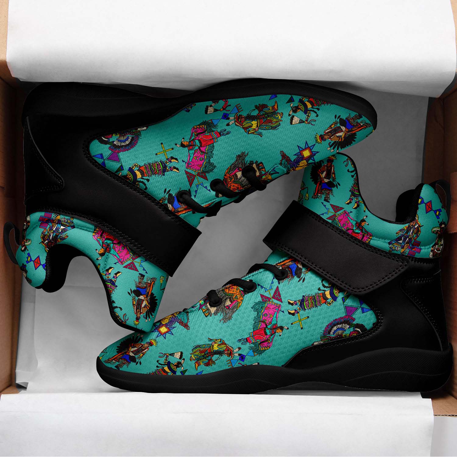 Grand Entry Dancers Eggshell Blue Ipottaa Basketball / Sport High Top Shoes - Black Sole