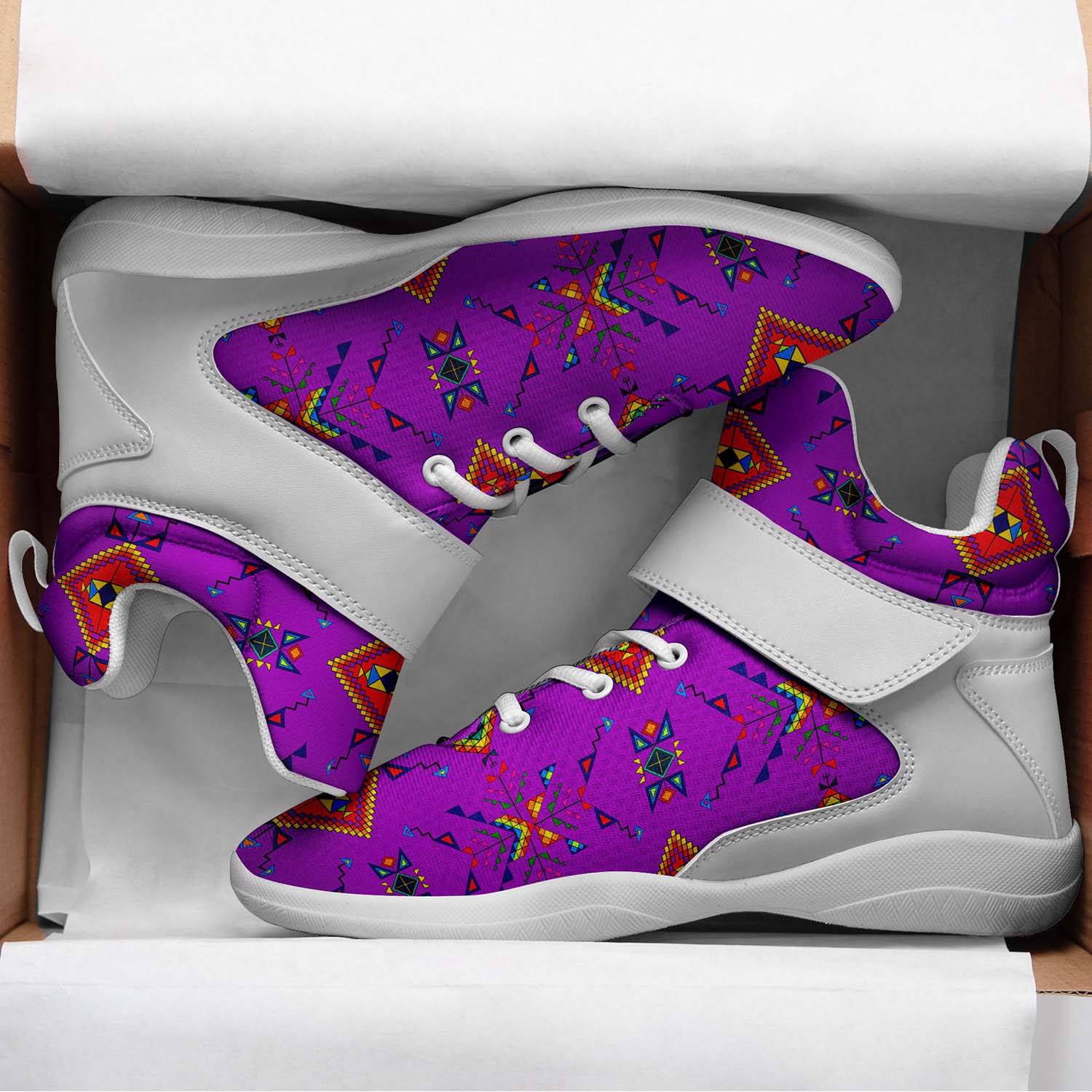 Buffalo Jump Purple Ipottaa Basketball / Sport High Top Shoes - White Sole
