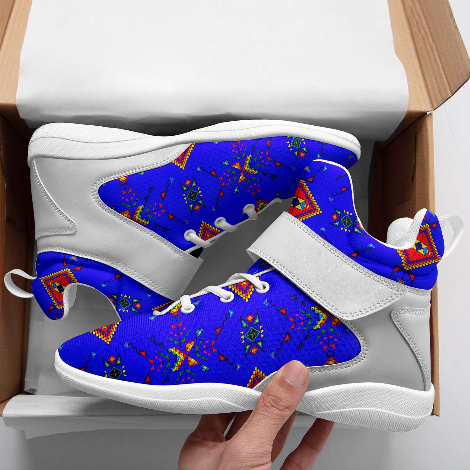 Buffalo Jump Blue Ipottaa Basketball / Sport High Top Shoes - White Sole