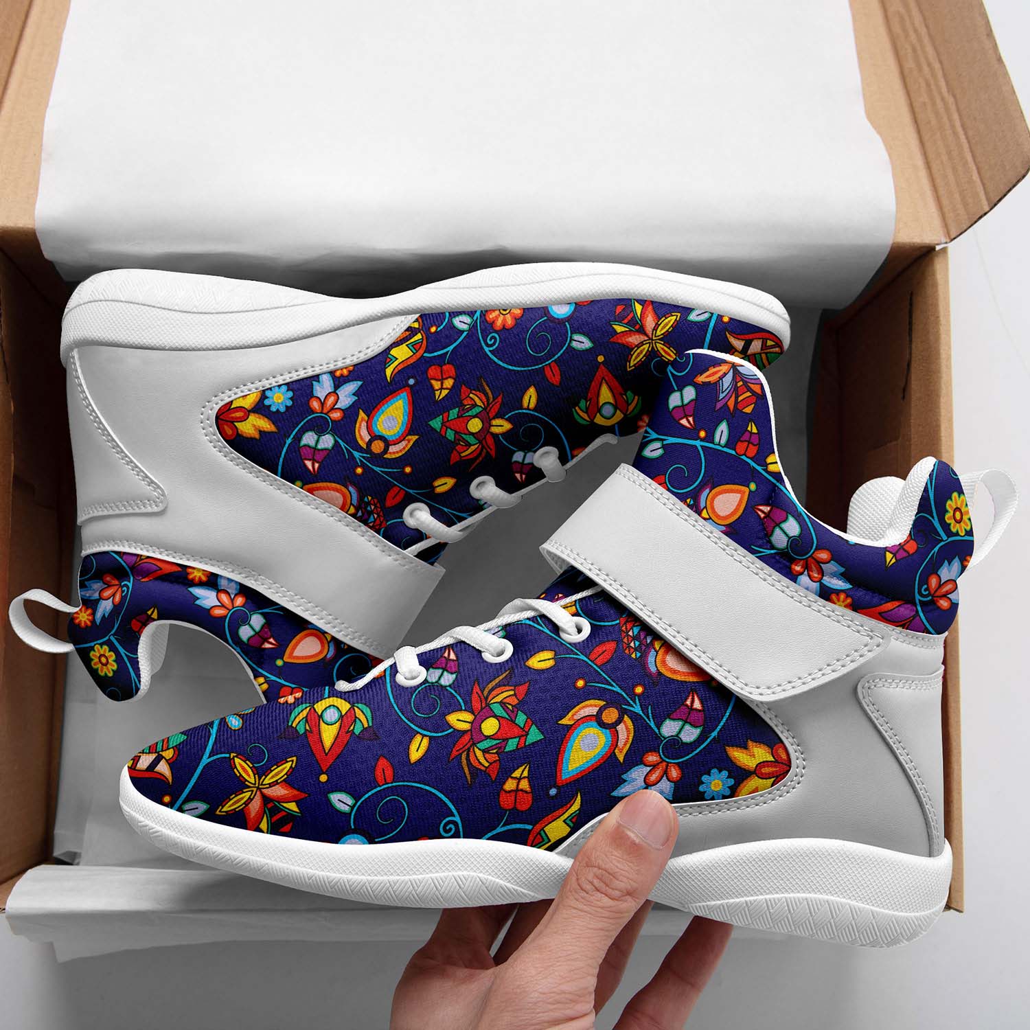 Thorny Path Blue Ipottaa Basketball / Sport High Top Shoes - White Sole