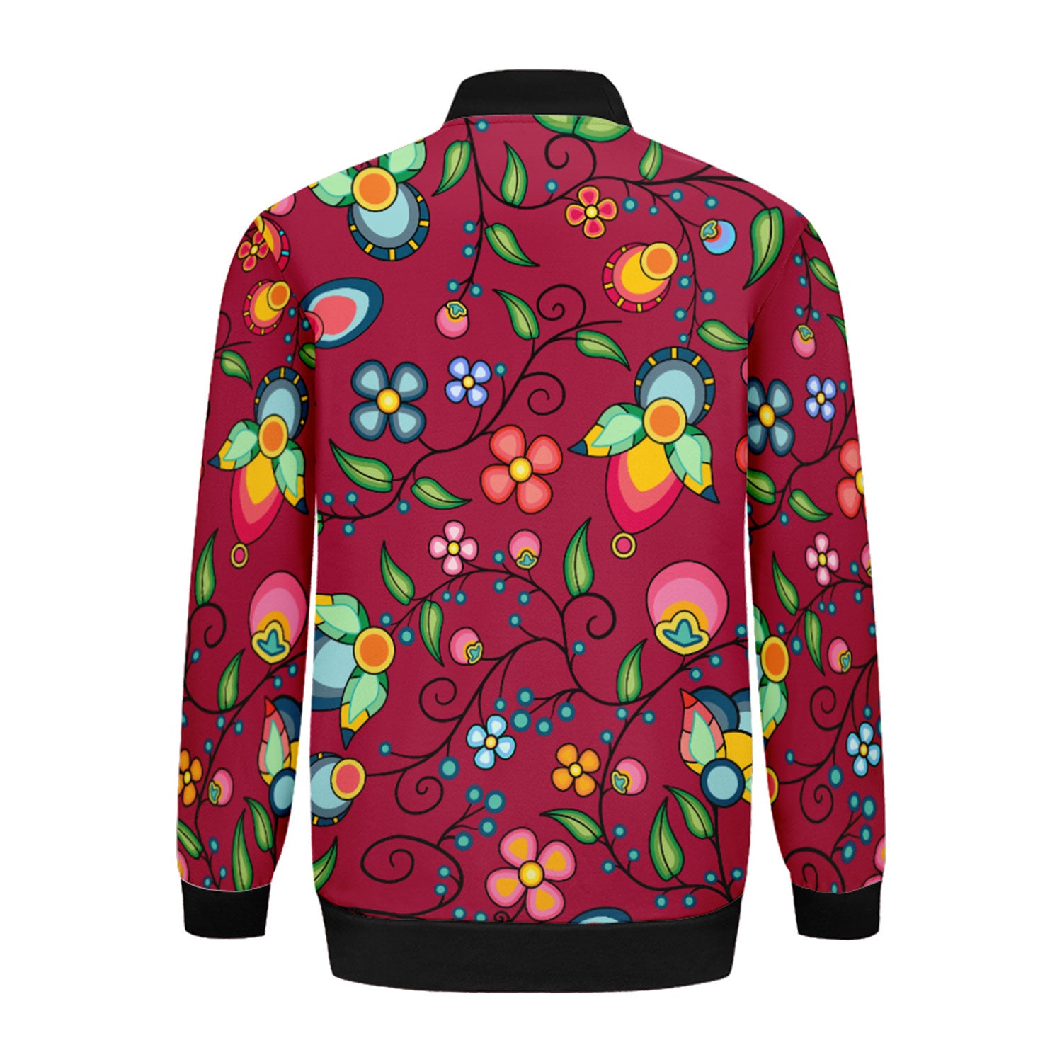 Floral Bounty Magenta Zippered Collared Lightweight Jacket